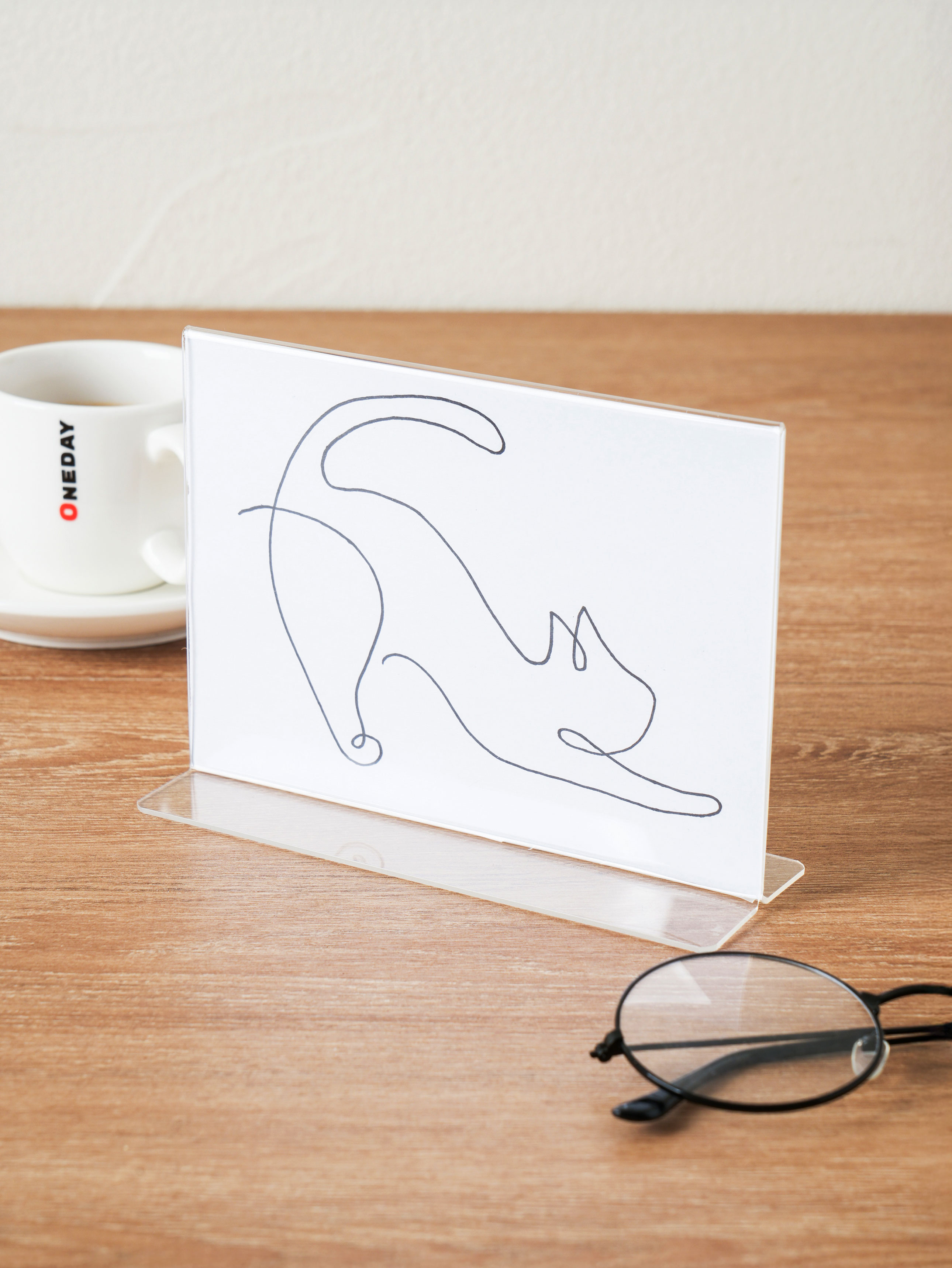 T형 가로형 투명 카드 스탠드 14.8 X 10.5 cm