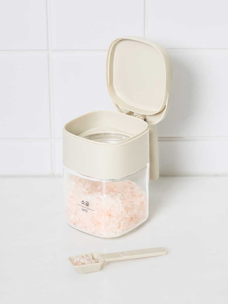 스푼과 라벨 포함 유리 양념병 300 ml