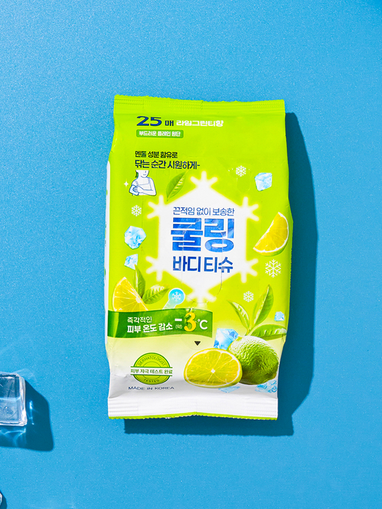 쿨링 물티슈 25매입 라임 그린티 향