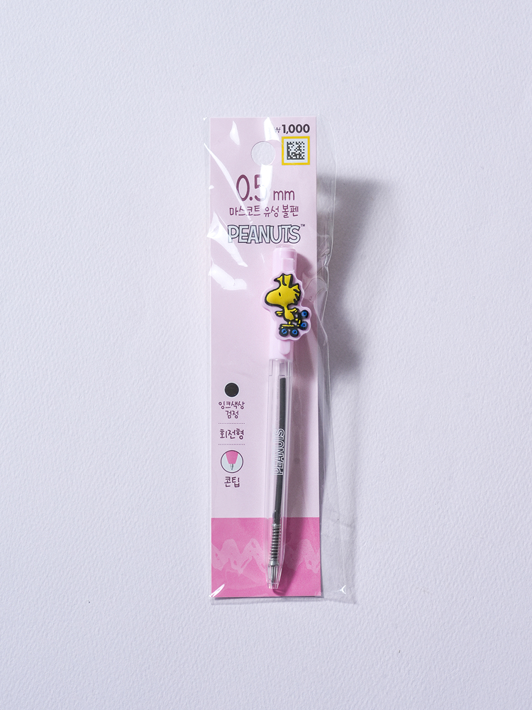 피너츠 우드스탁 회전식 마스코트 볼펜 0.5 mm 블랙
