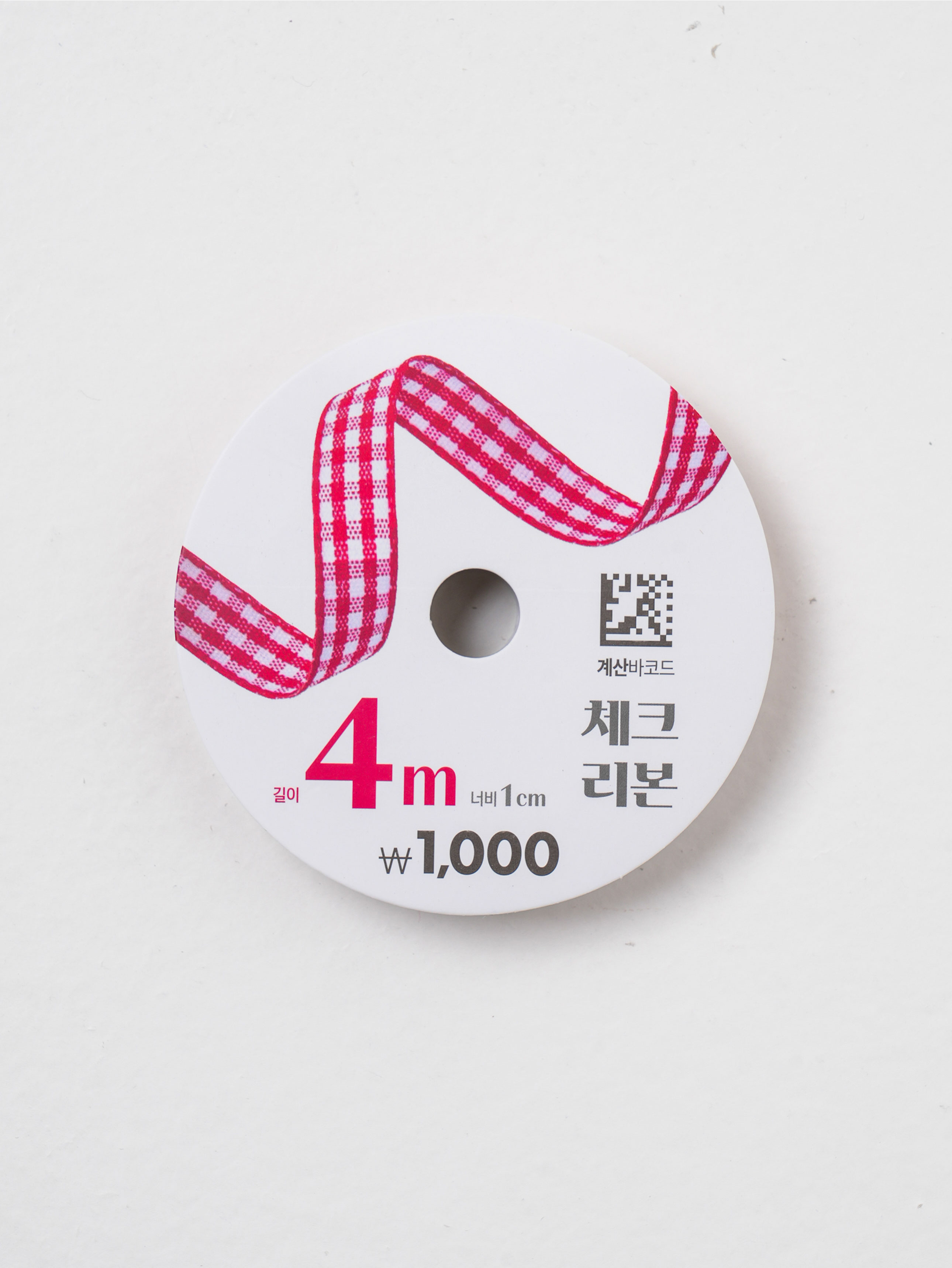 체크 리본 1 cm X 4 m 레드