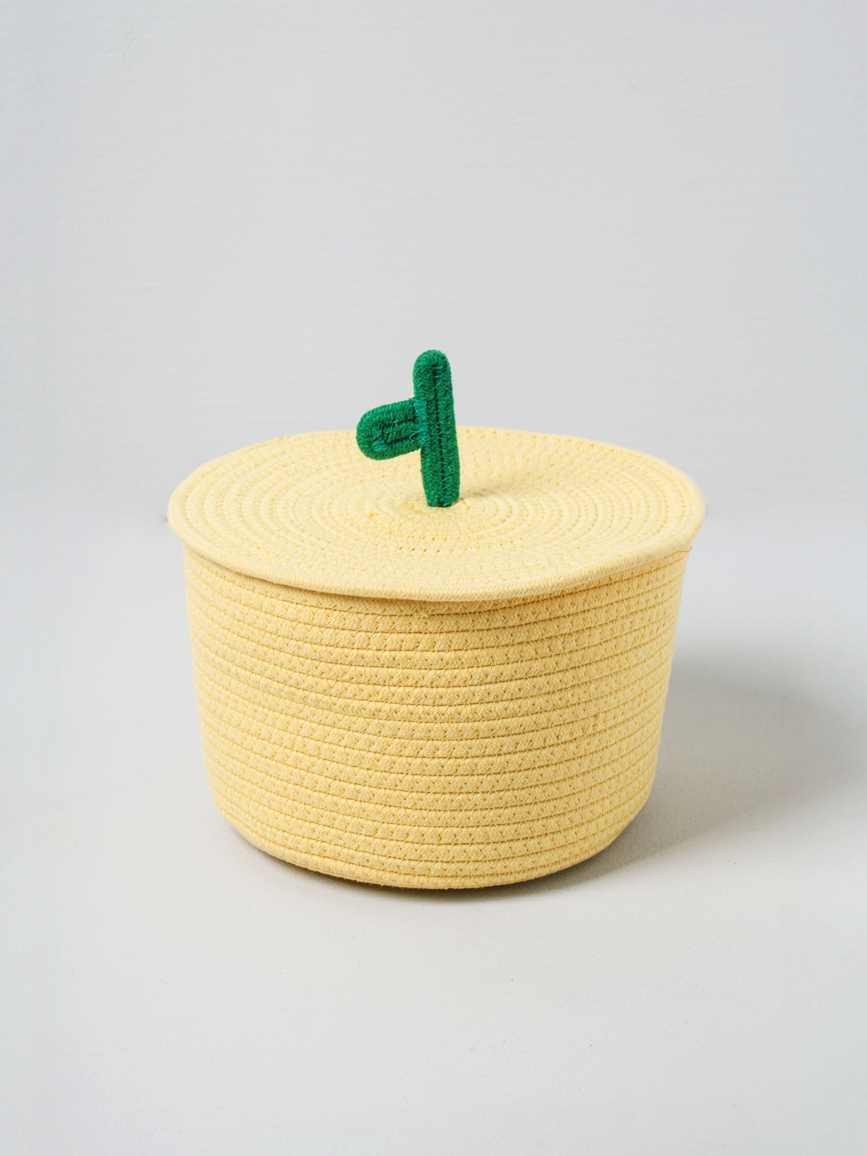 뚜껑 세트 패브릭 원형 바구니 25 cm