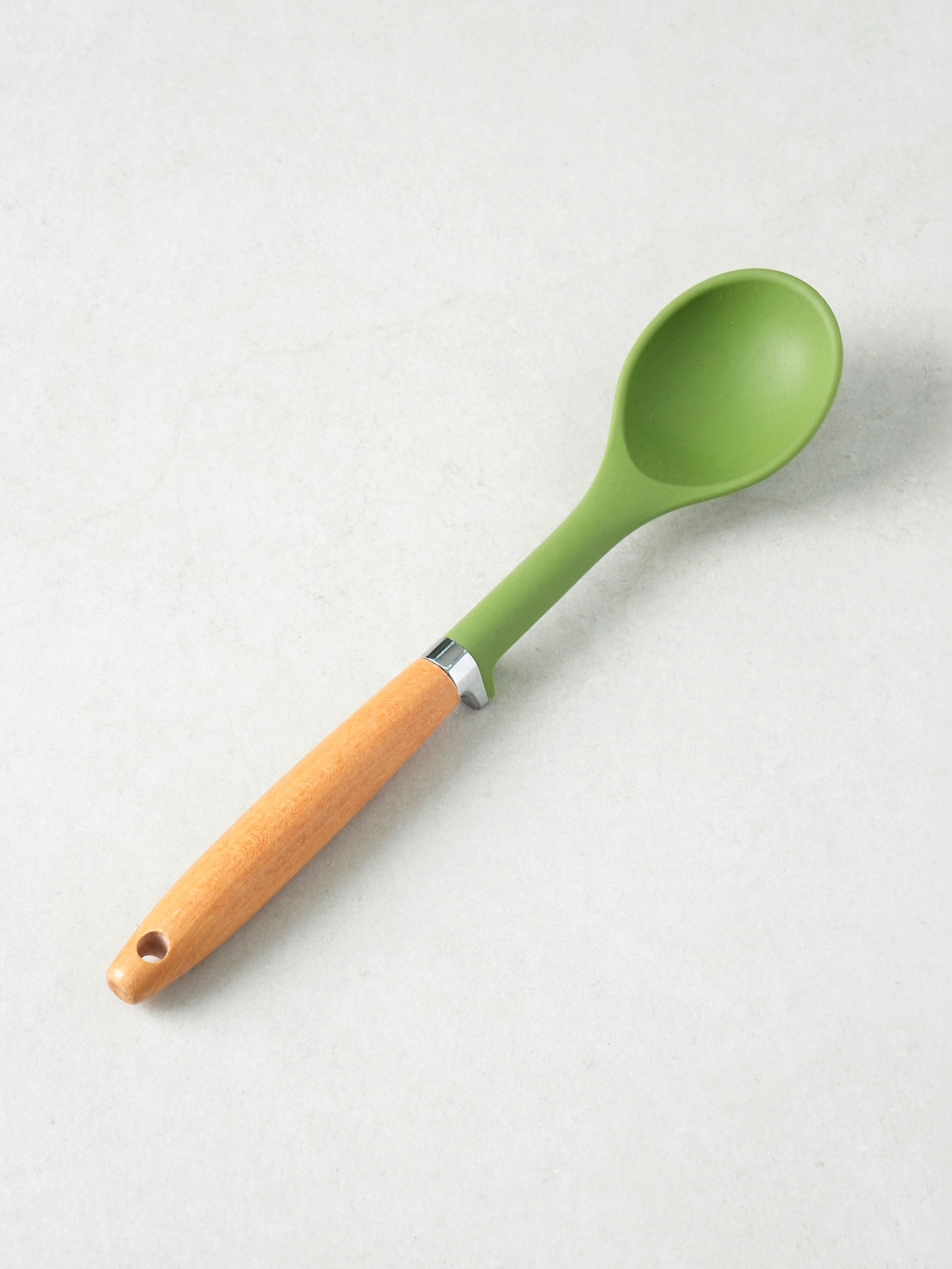 크롬 포인트 실리콘 요리 스푼 33 cm 올리브