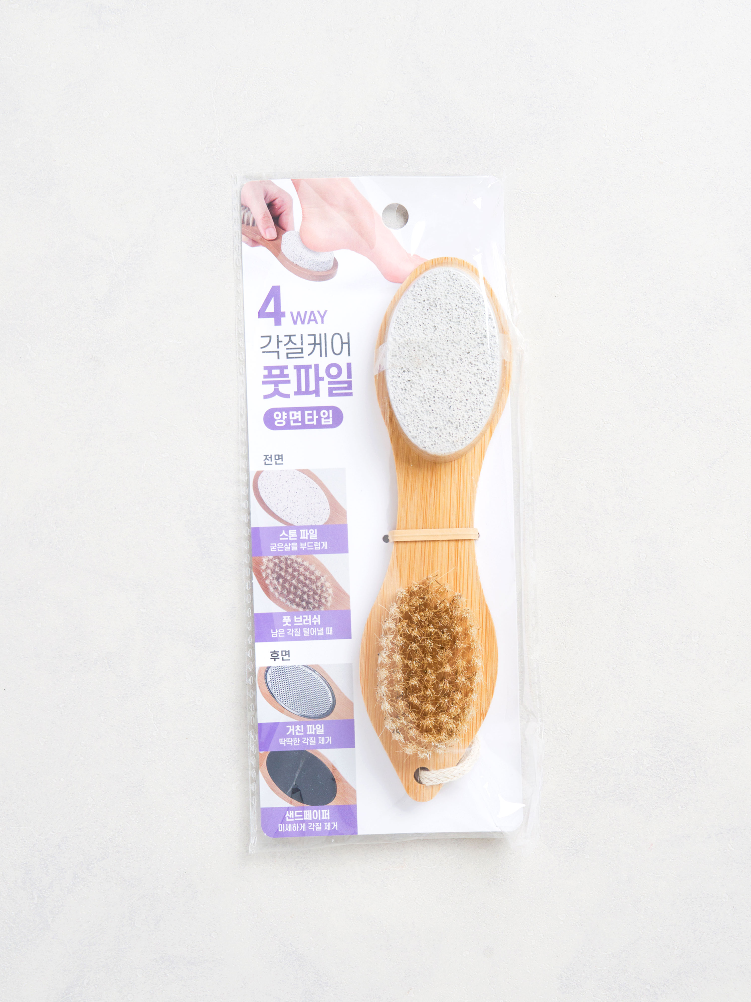 우드 핸들 4 스텝 각질 제거 풋 파일
