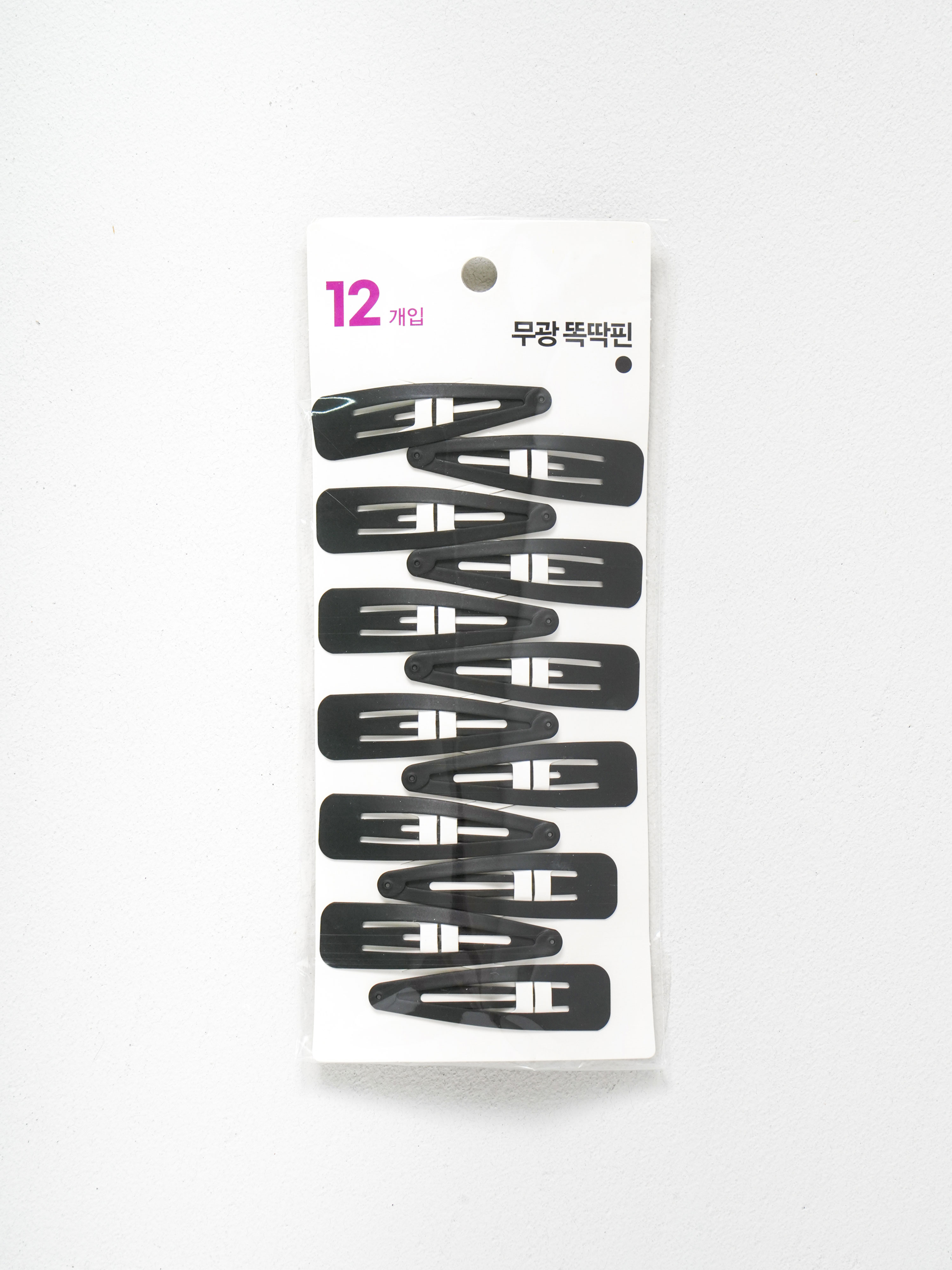 기본 헤어 똑딱핀 무광 7 cm 12개입