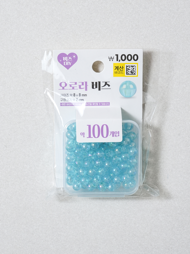 오로라 투명 비즈 8 mm 블루