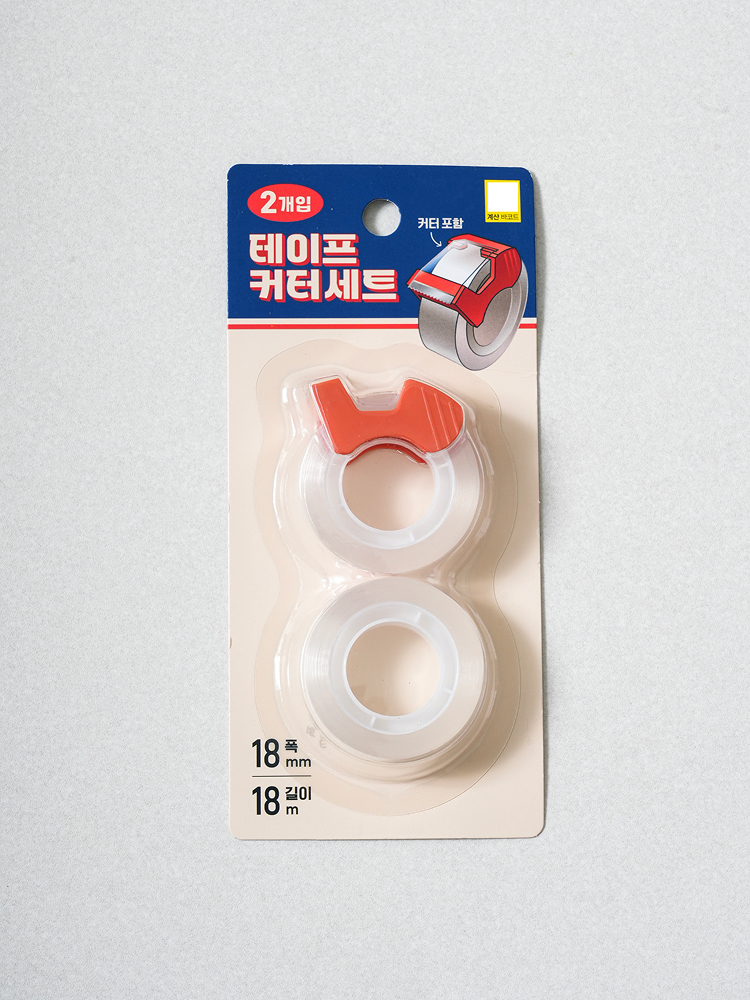 휴대용 테이프 커터 세트 18 mm X 18 m 2개입