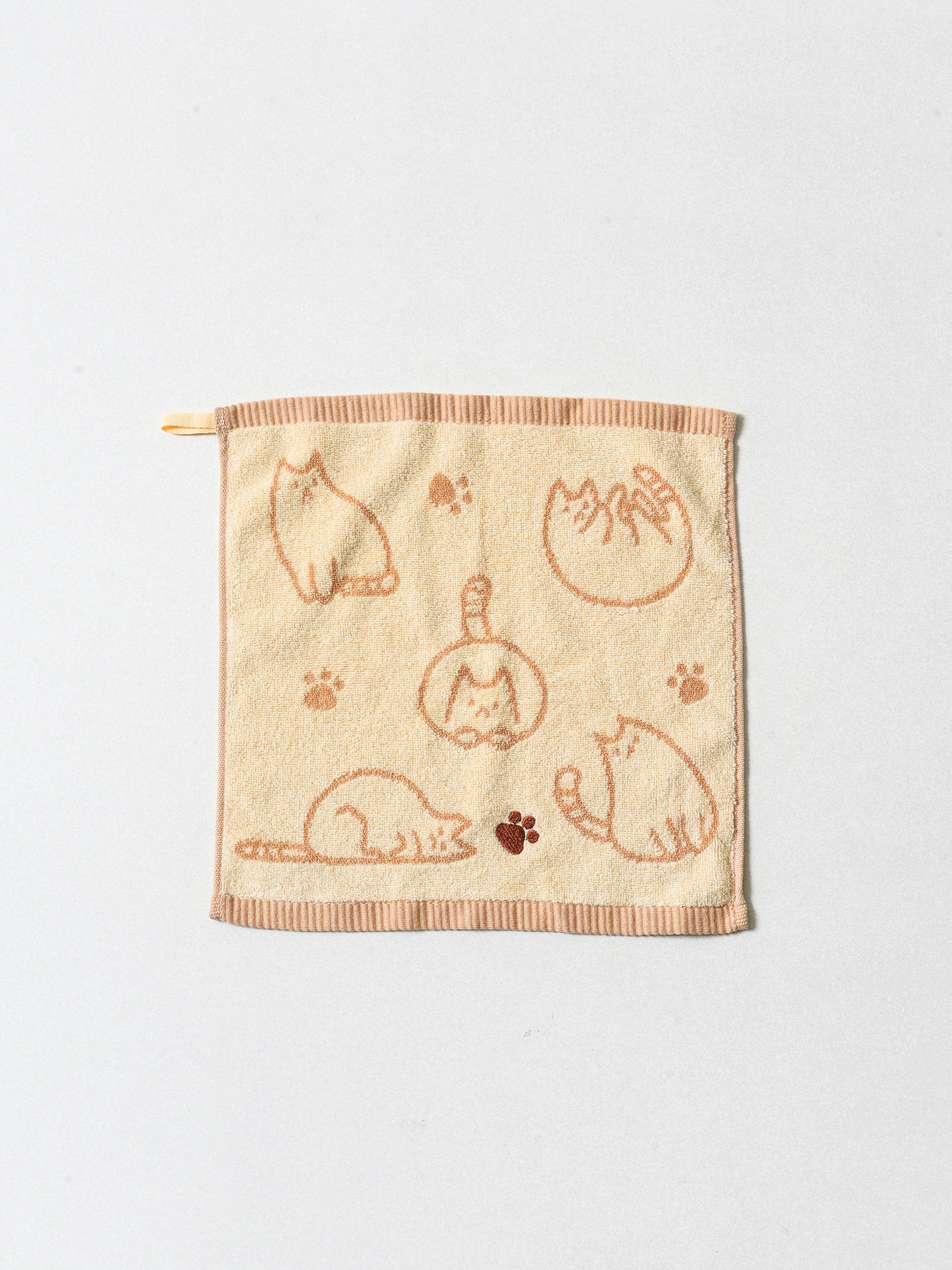 고양이 자카드 자수 주방 타월 35 X 35 cm 베이지