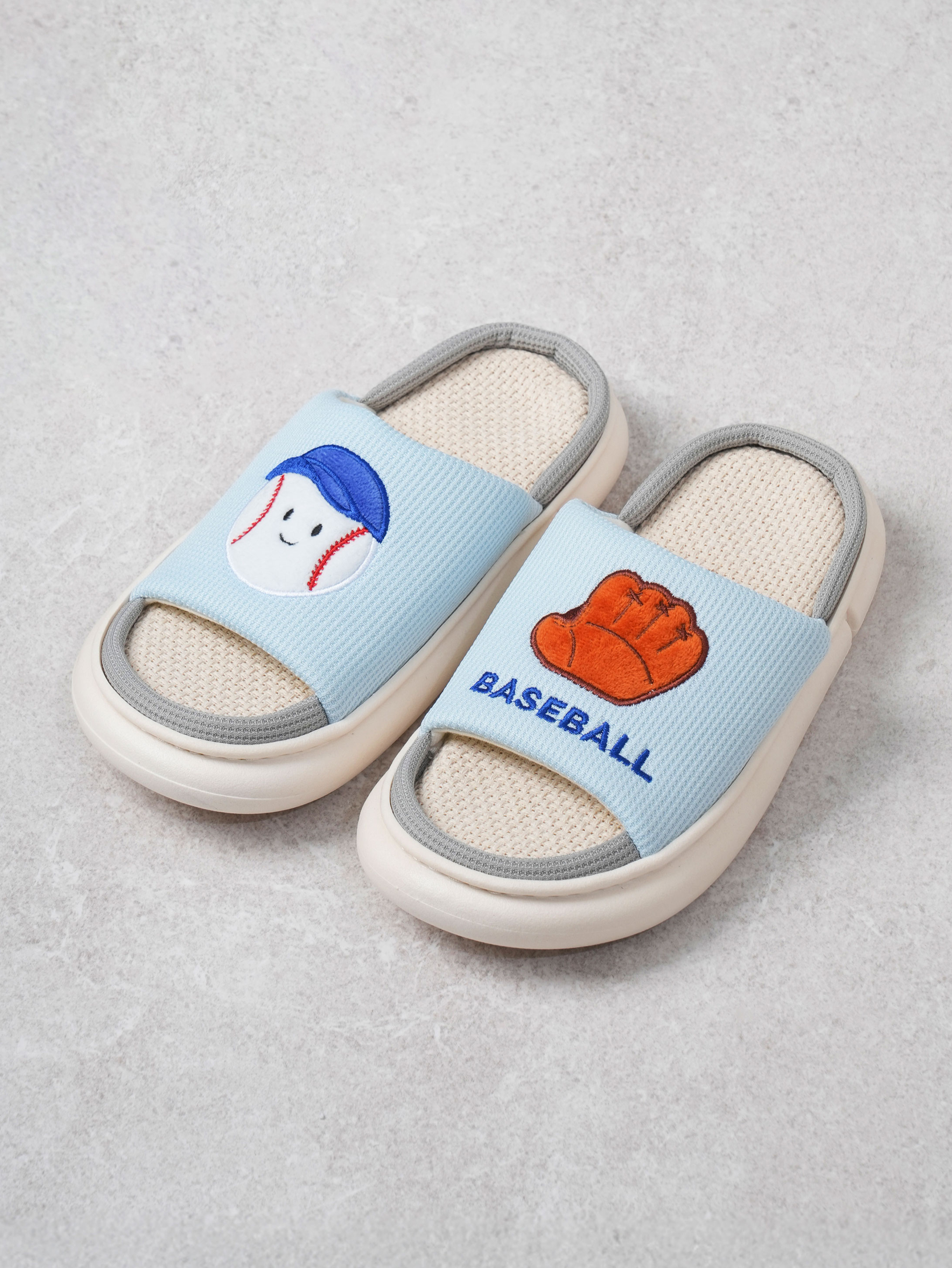 여름을부탁해 푹신한 캐릭터 트임 거실화 230~250 mm 스카이블루