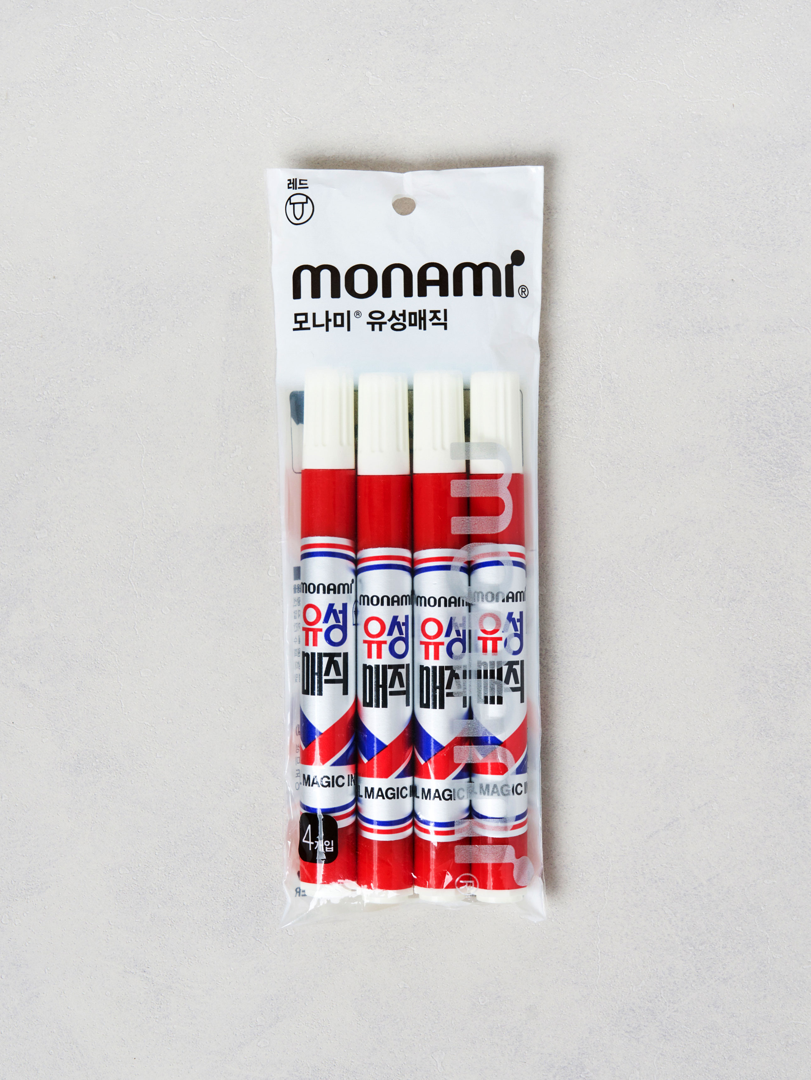 Маркер перманентный Monami красный, 4 шт.
