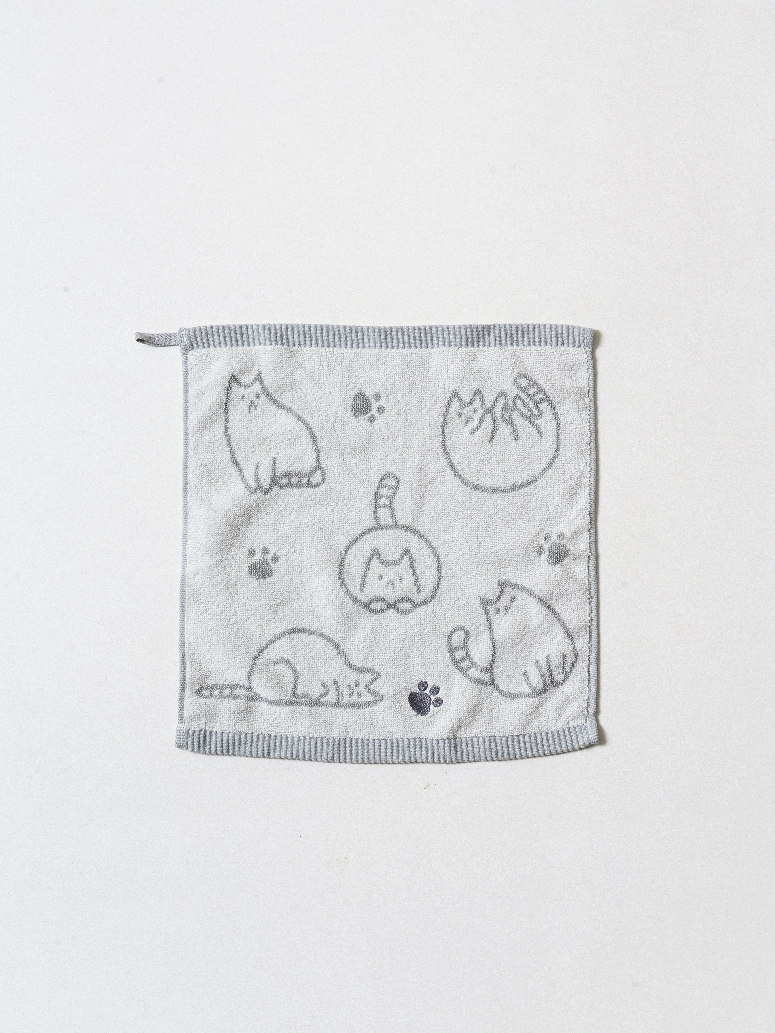 고양이 자카드 자수 주방 타월 35 X 35 cm 그레이