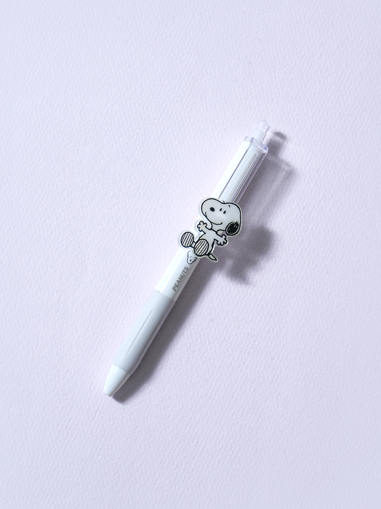 피너츠 슬라이드 볼펜 0.5 mm 블랙 스누피 화이트