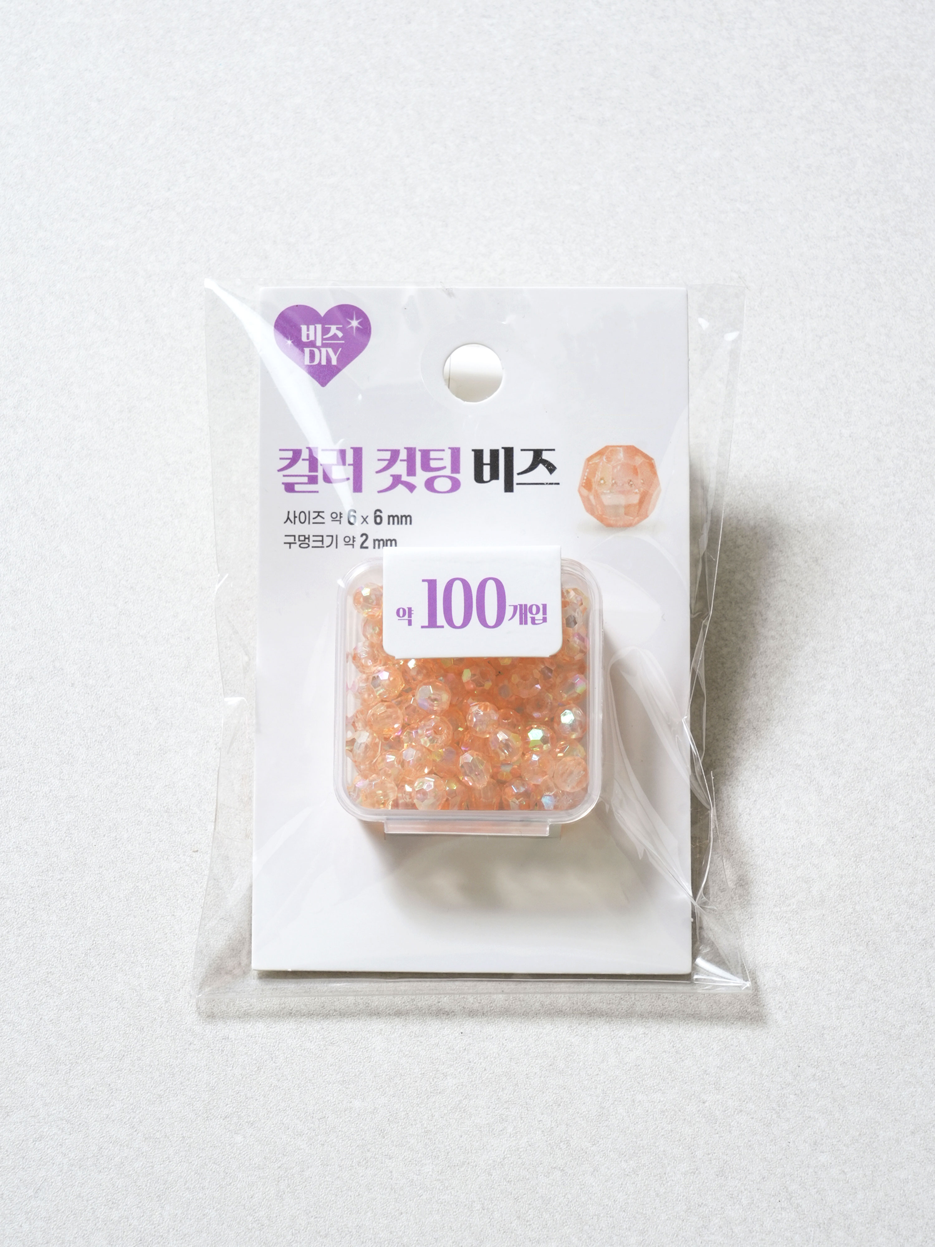 비즈DIY 커팅 비즈 소형 100개입 코랄