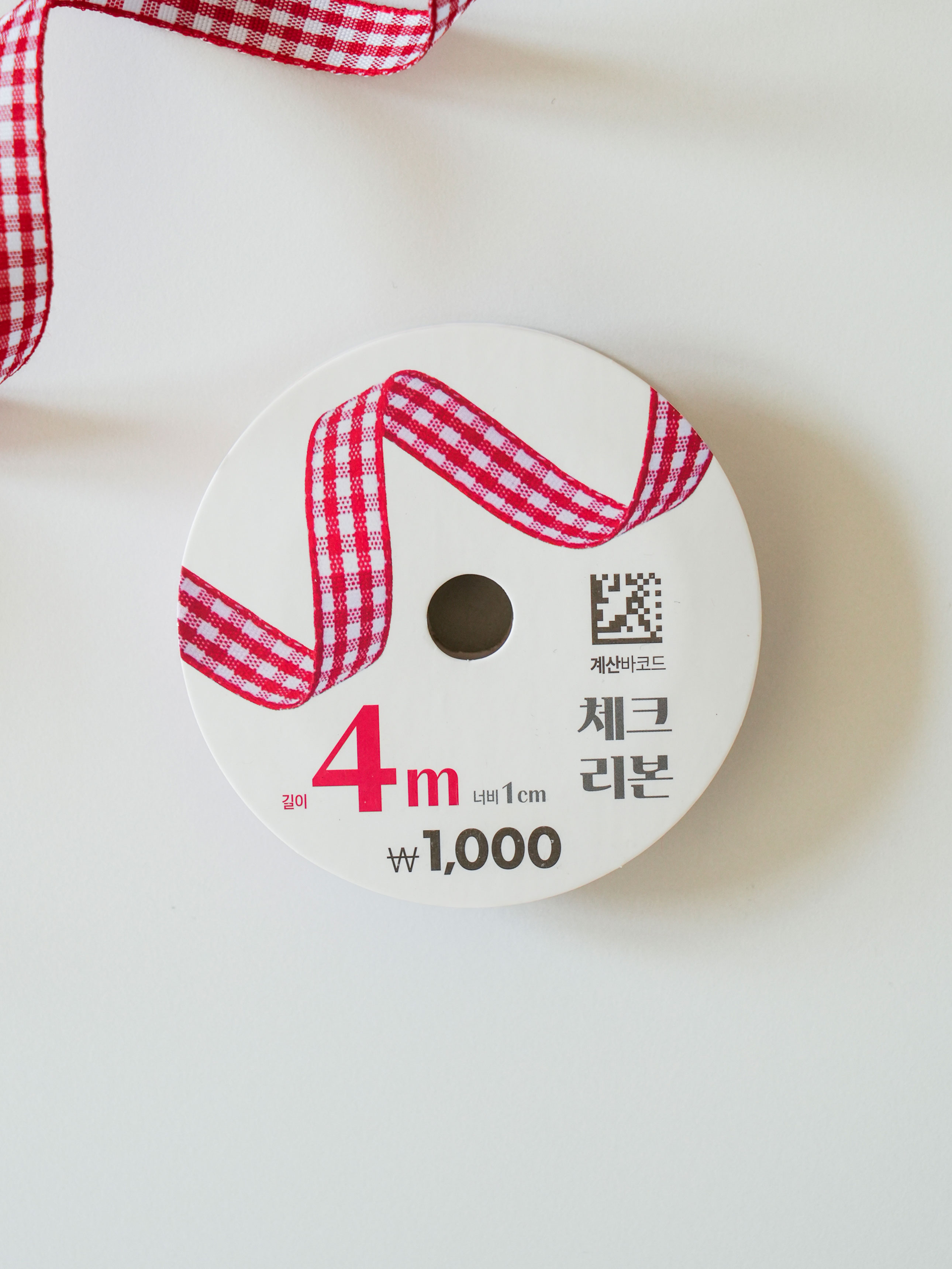 체크 리본 1 cm X 4 m 레드