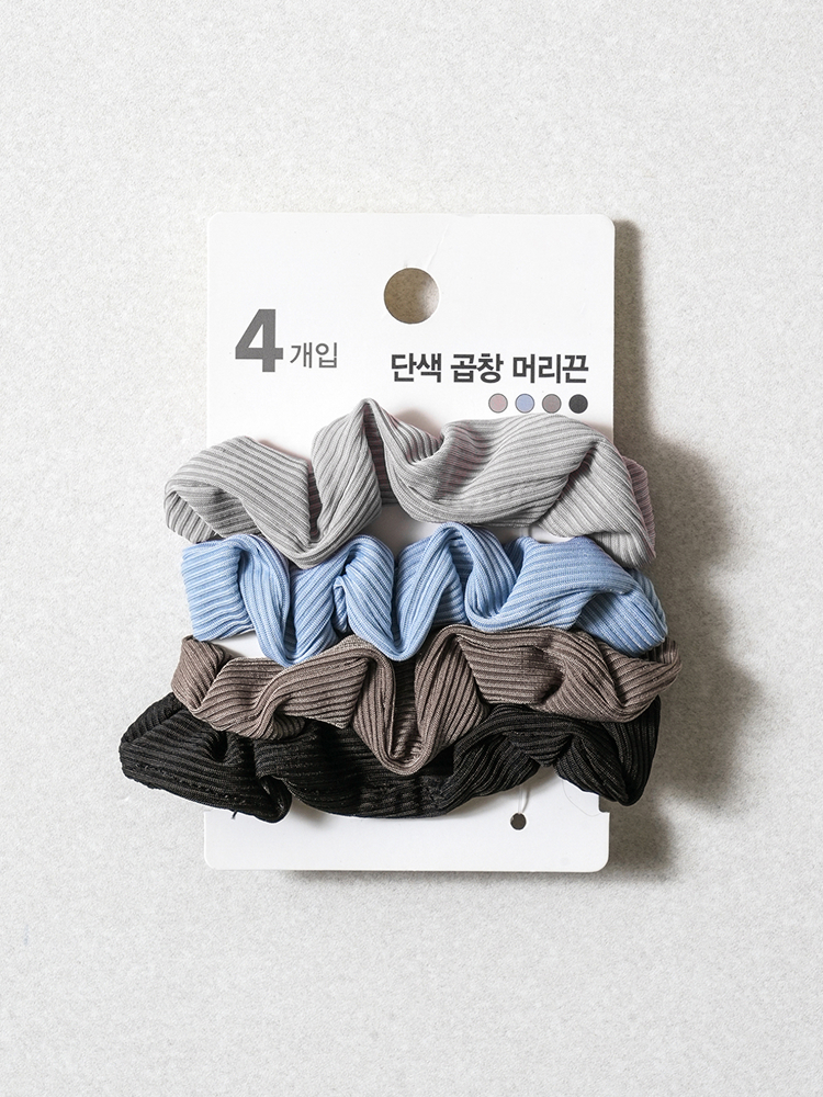 단색 미니 곱창 머리끈 4개입