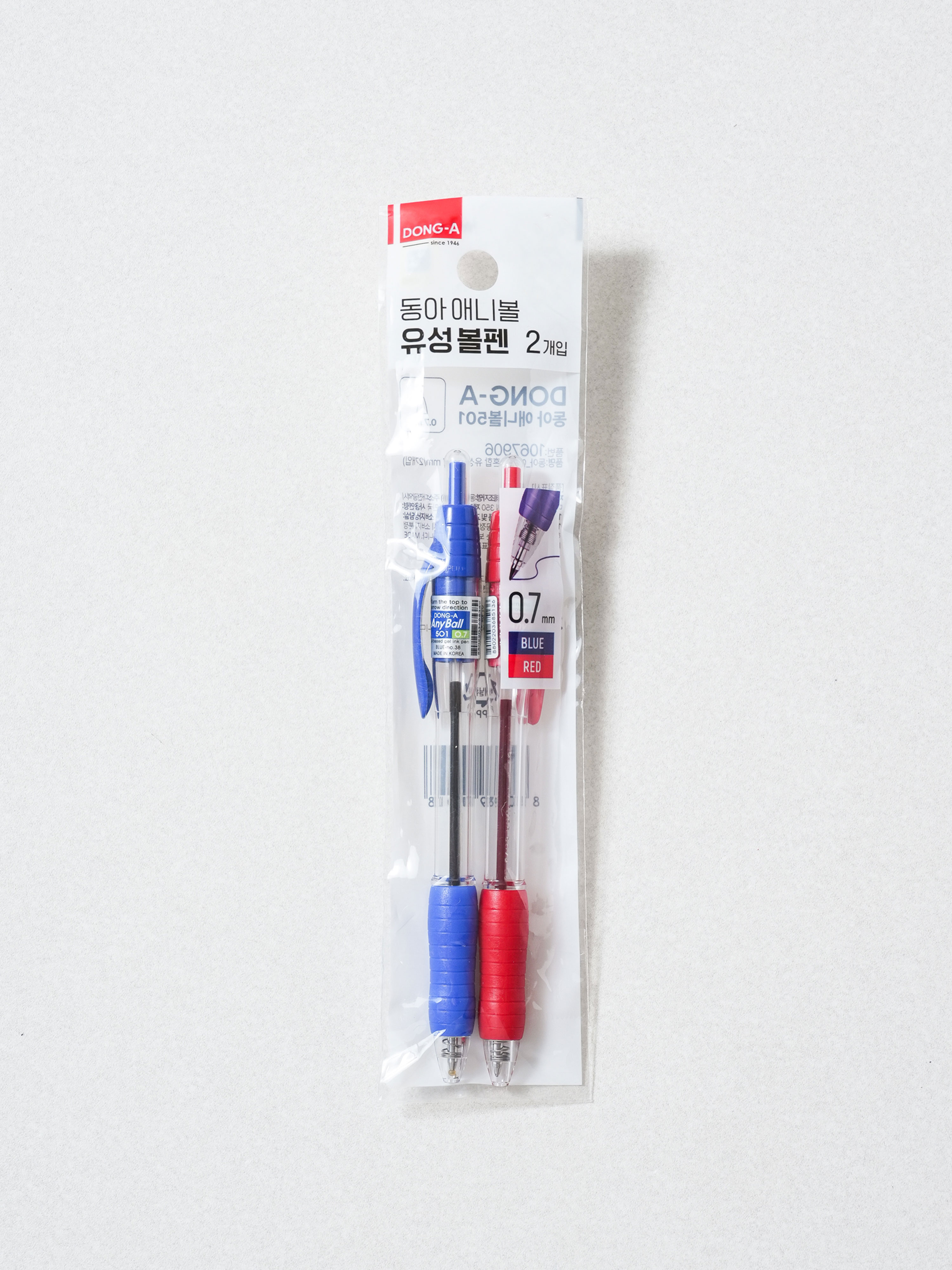 동아 애니볼 유성 볼펜 0.7 mm 2개입 혼합