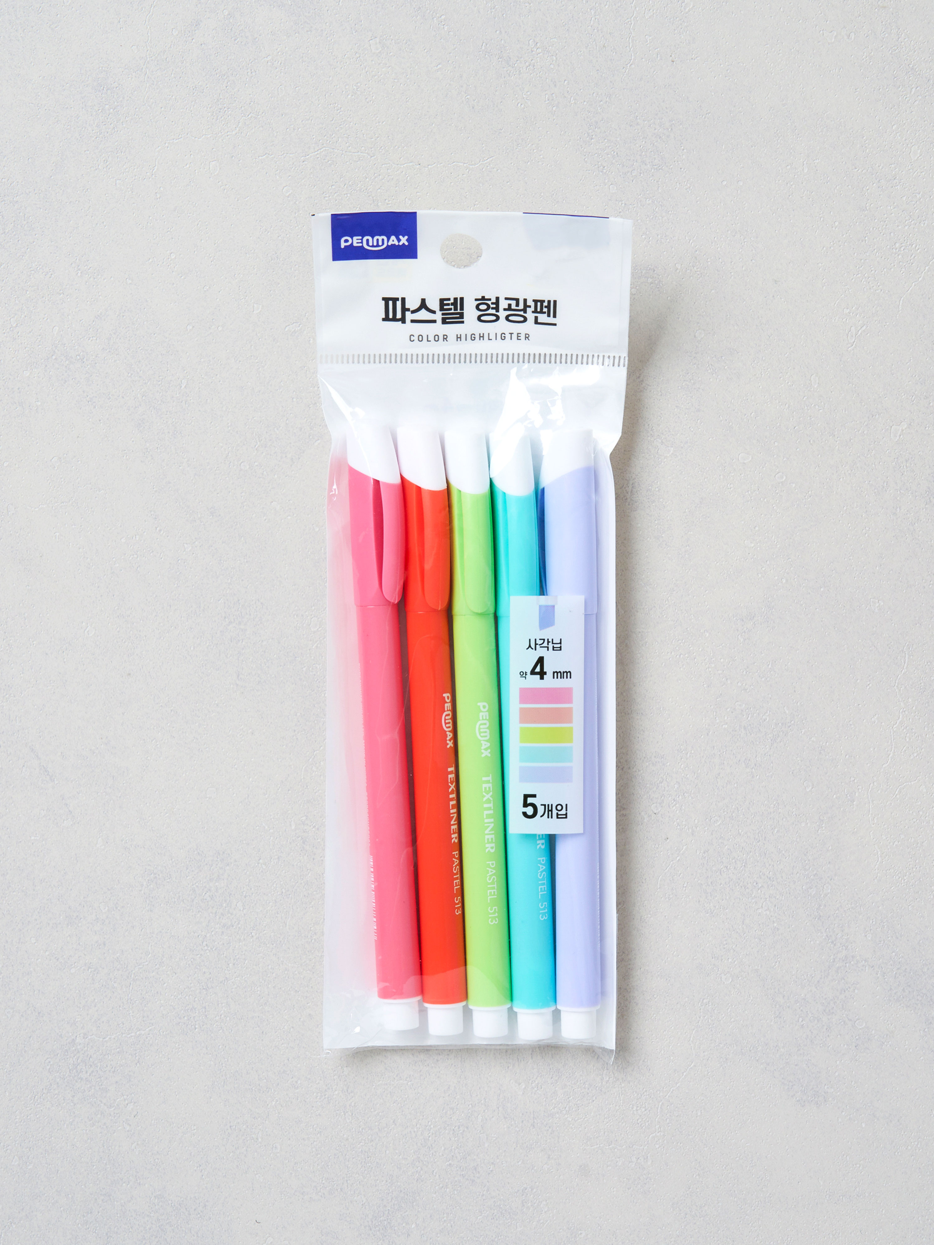파스텔 형광펜 5개입 4 mm 베이직