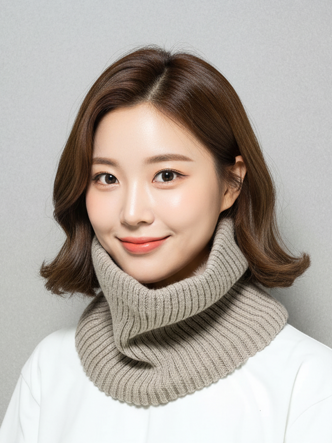 골지 니트 짜임 넥워머 베이지