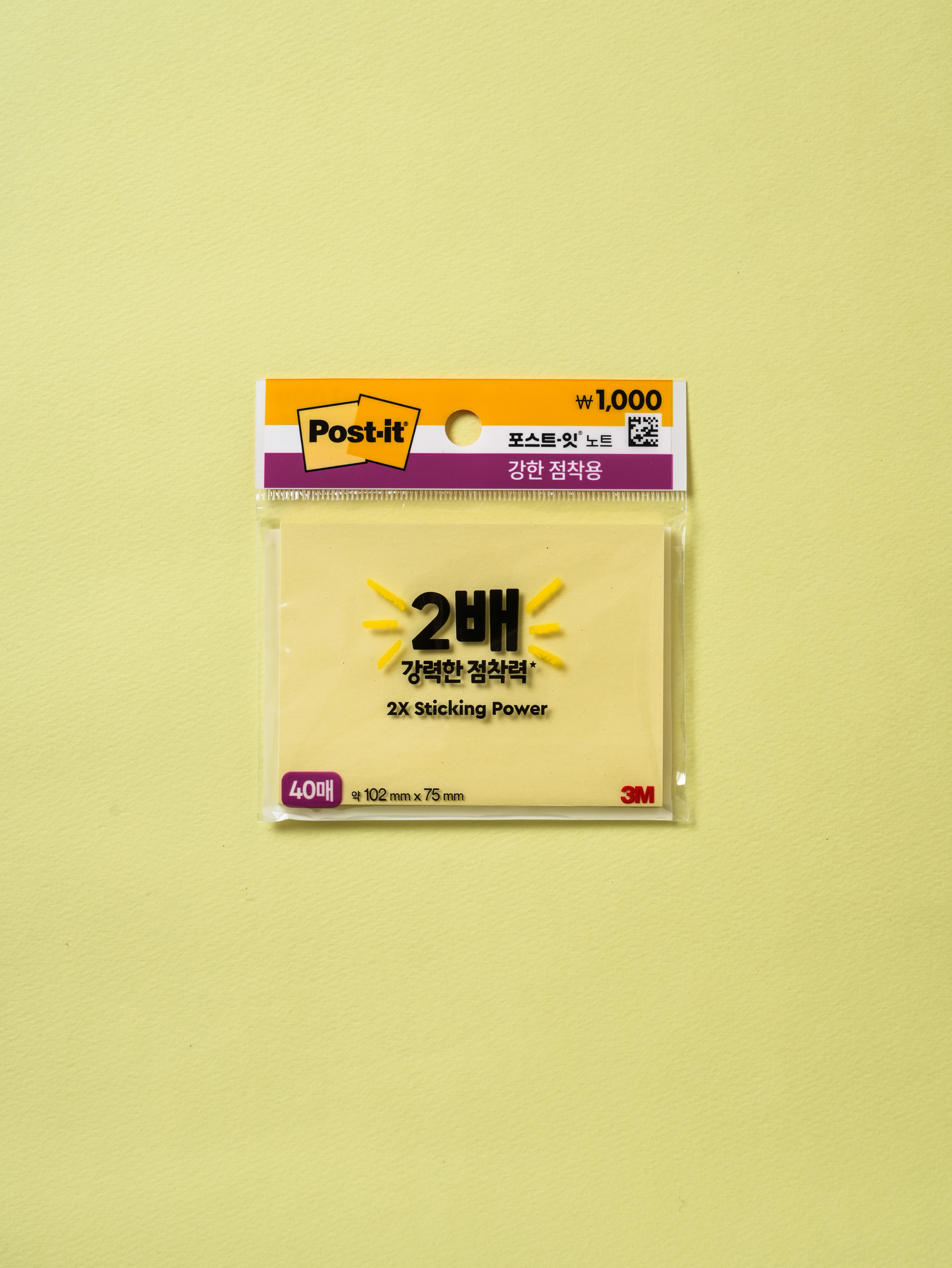 3M 포스트잇 강한 점착용 102 X 75 mm 40매입 노랑