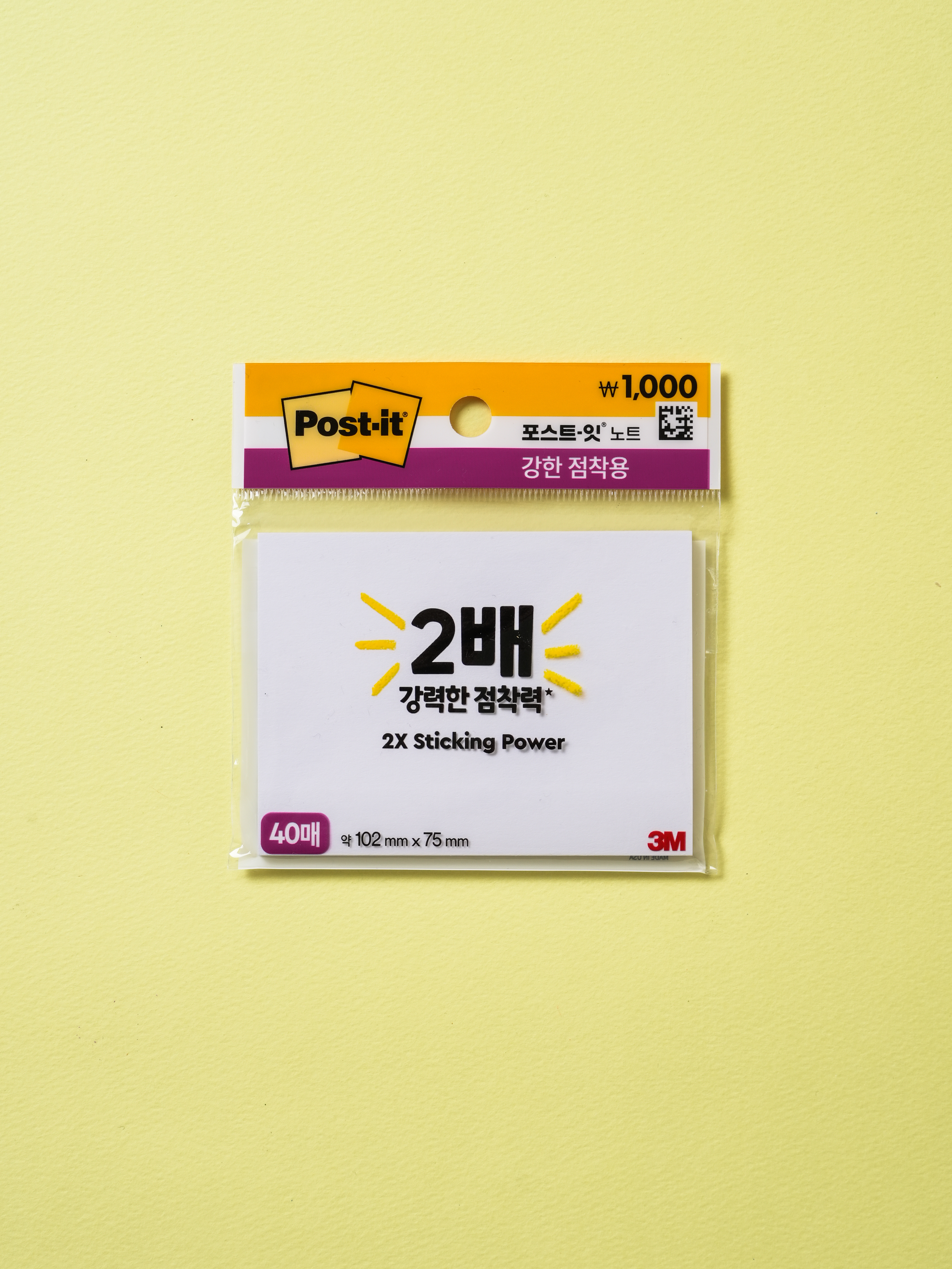 3M 포스트잇 강한 점착용 102 X 75 mm 40매입 화이트