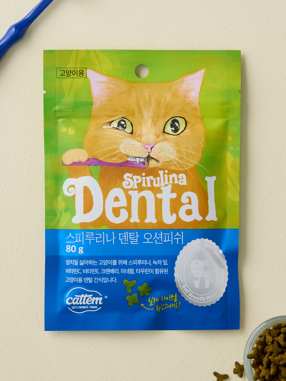 [펫] 캣템 스피루리나 덴탈 80 g 치킨