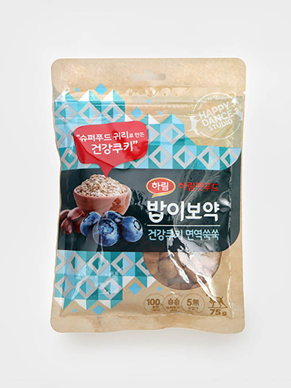[펫]  하림 밥이보약 건강쿠키 면역쑥쑥 75g