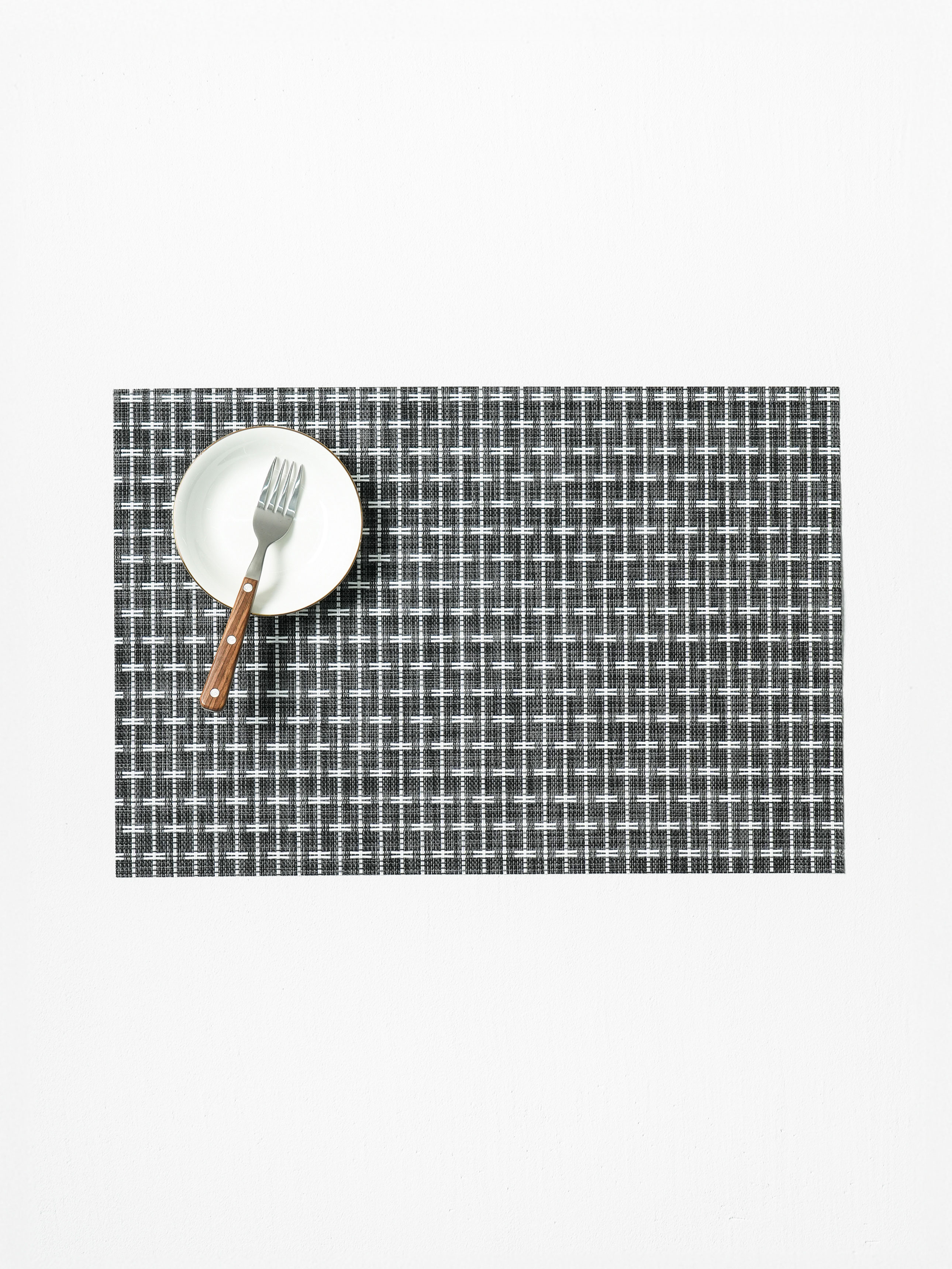 다용도 체크 테이블 매트 45 X 30 cm 블랙