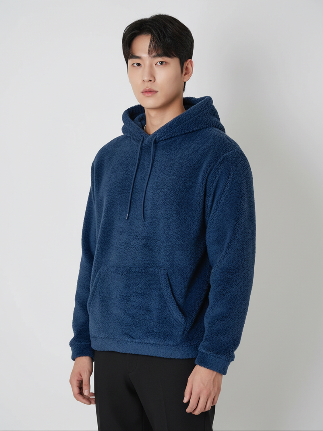 [공용]플러피 긴팔 플리스 후드 XL 네이비