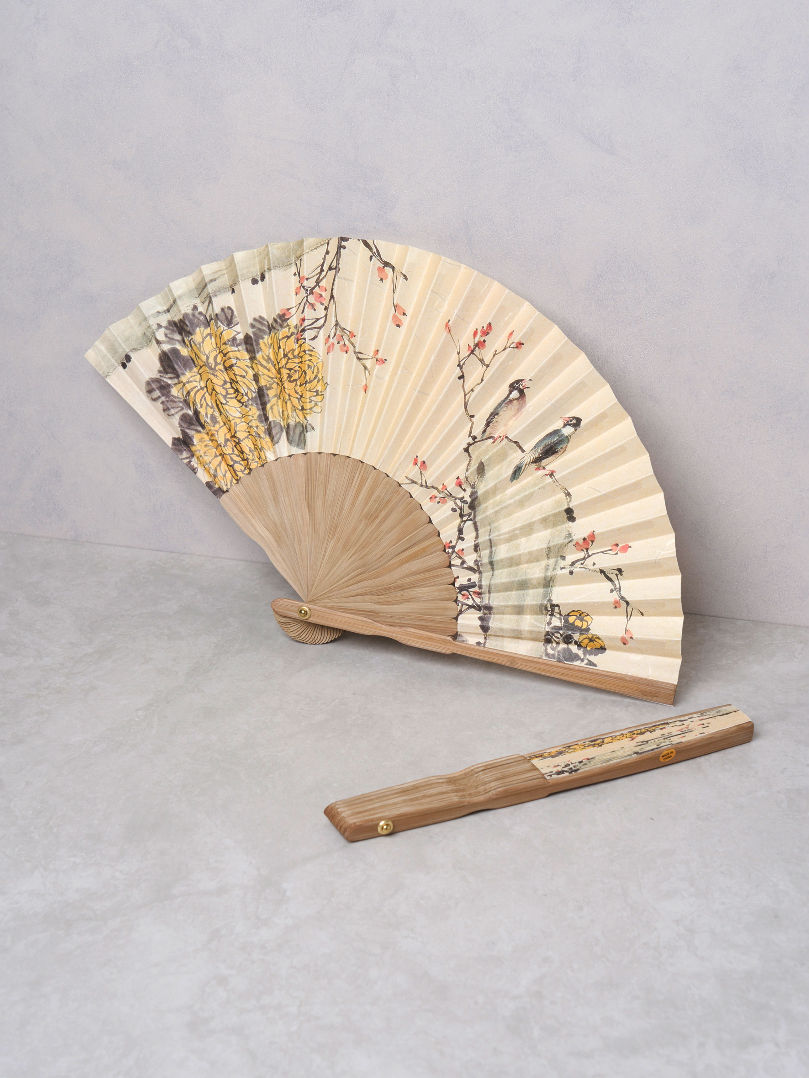 대나무 접이식 부채 27 cm 국화