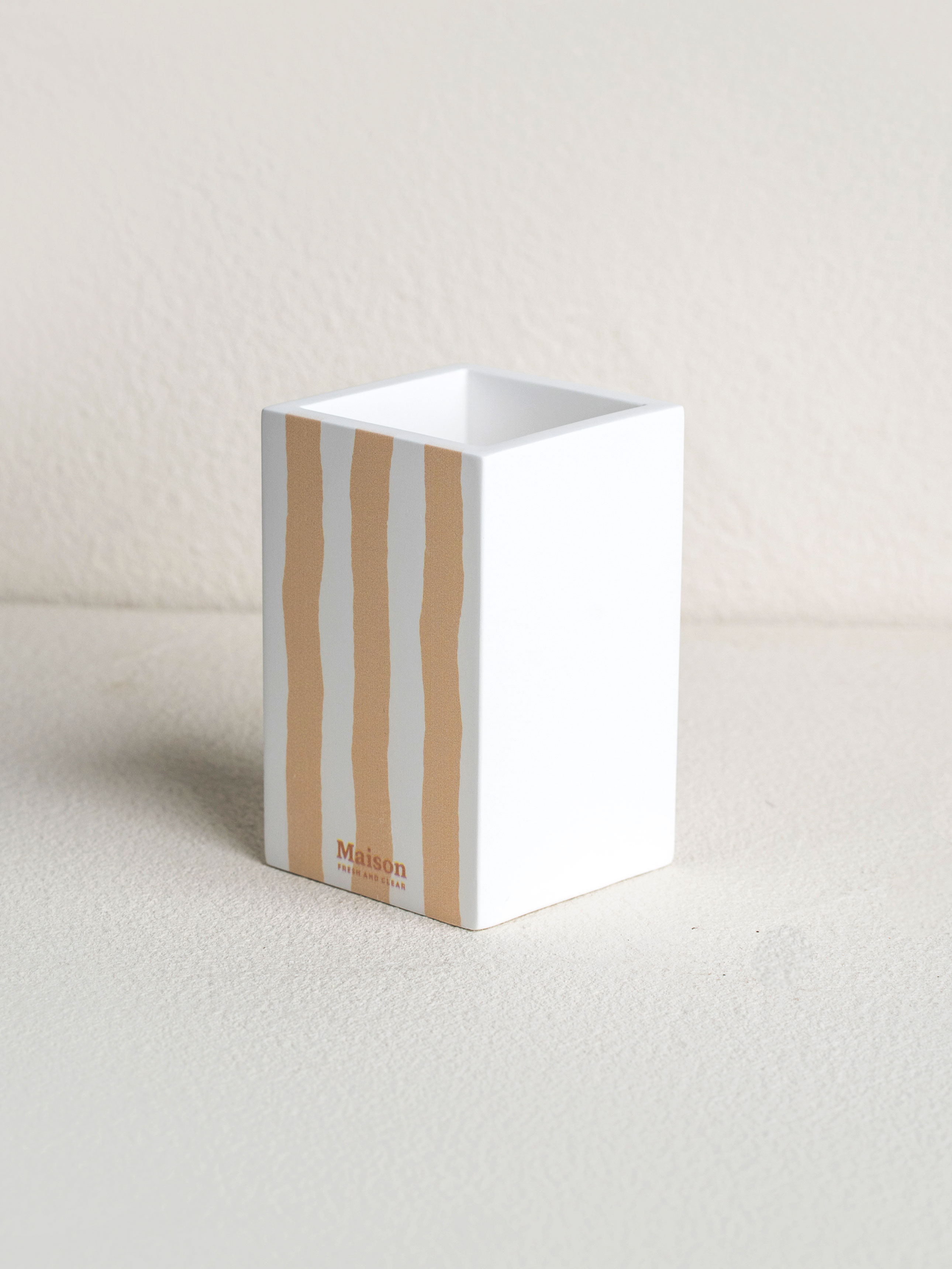 스트라이프 규조토 칫솔꽂이 10 X 6 cm 옐로우