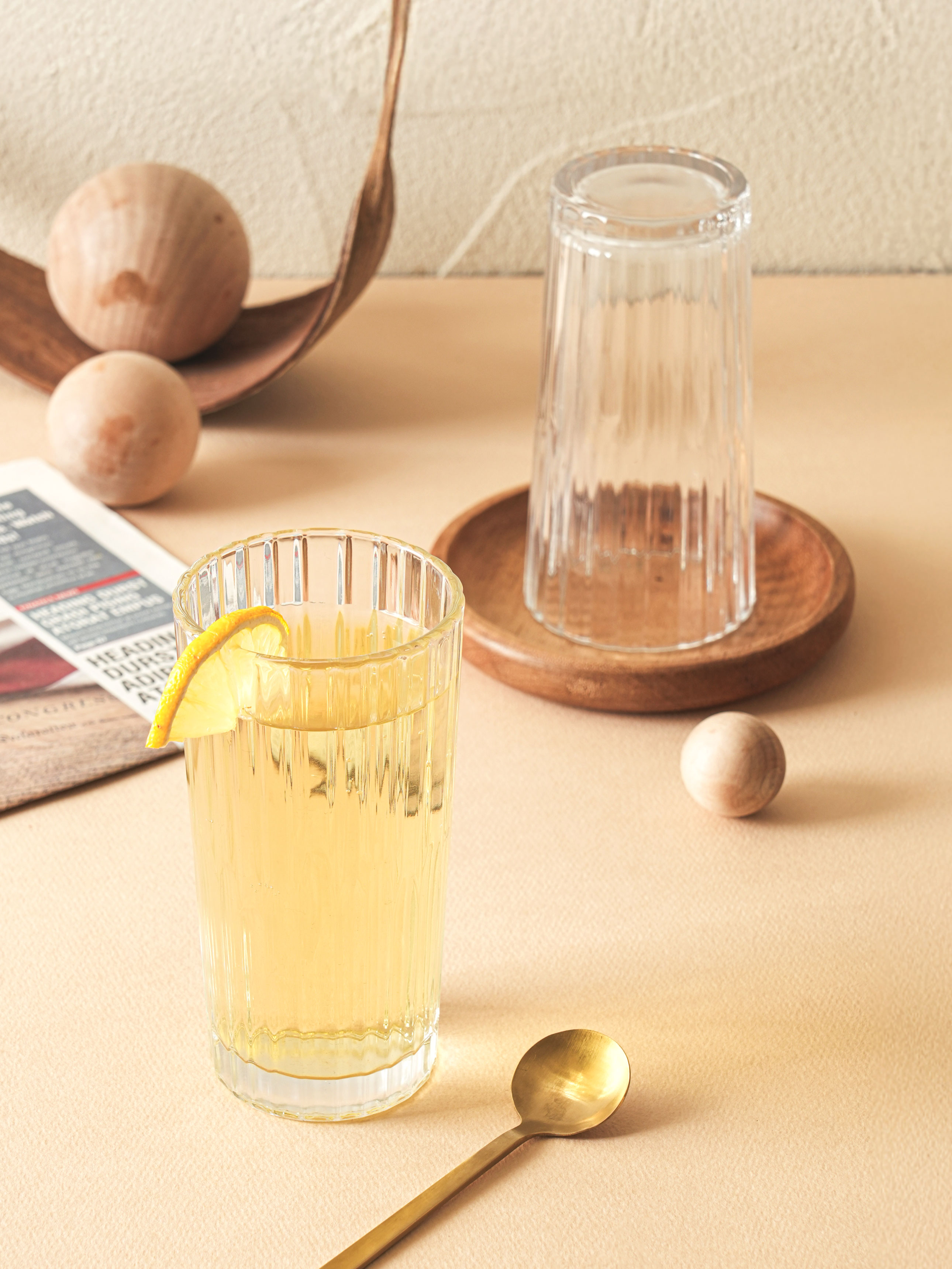 라인 양각 롱 유리컵 320 ml