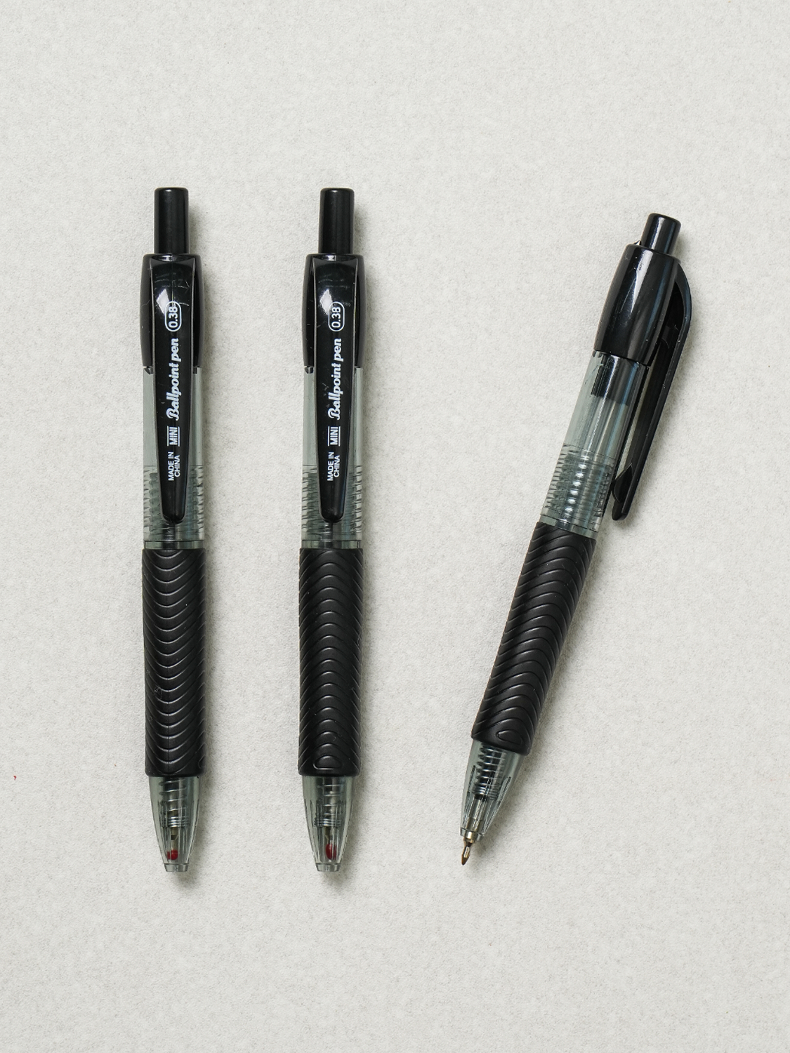 스몰워크샵 미니 노크식 저점도 볼펜 0.38 mm 3개입 흑색