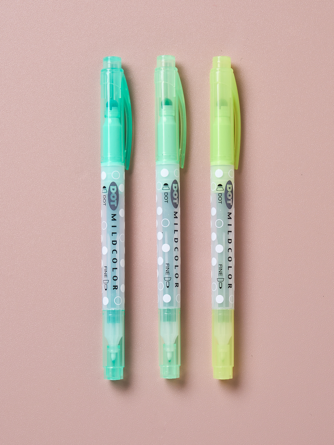 다꾸 도트 형광펜 그린 3개입
