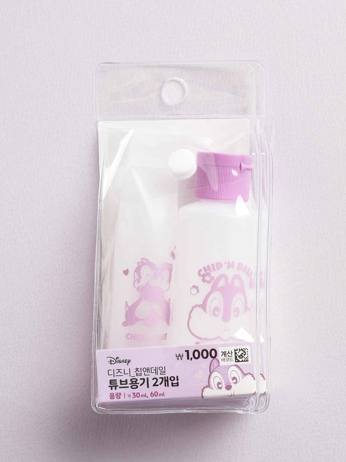 디즈니 칩앤데일 튜브 용기 30 ml＆60 ml 2개입