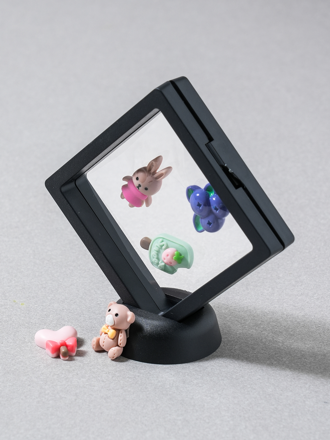 액자형 투명 액세서리 케이스 9 X 9 cm 블랙