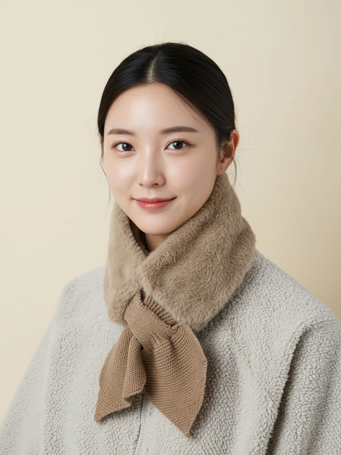 Вязаный меховой шарф 85x10 см