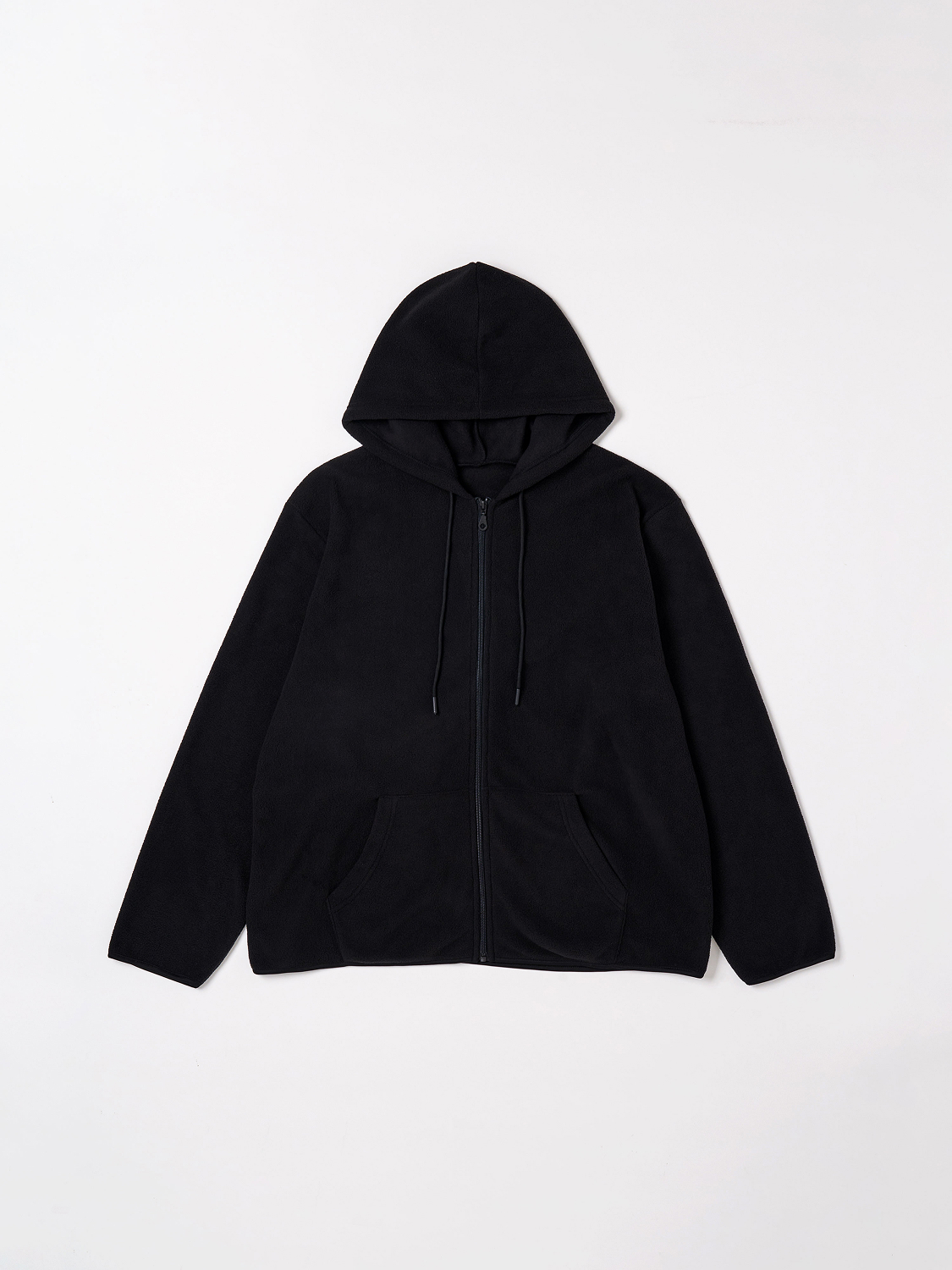 플리스 후드 집업 M/XL 블랙