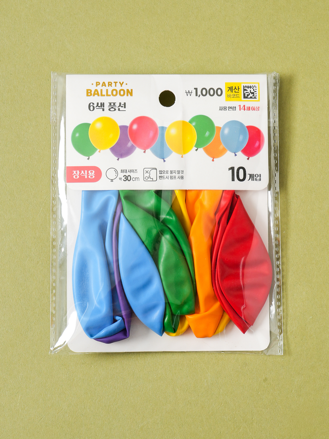 파티용 고무풍선 30 cm 10개입 레인보우 6색