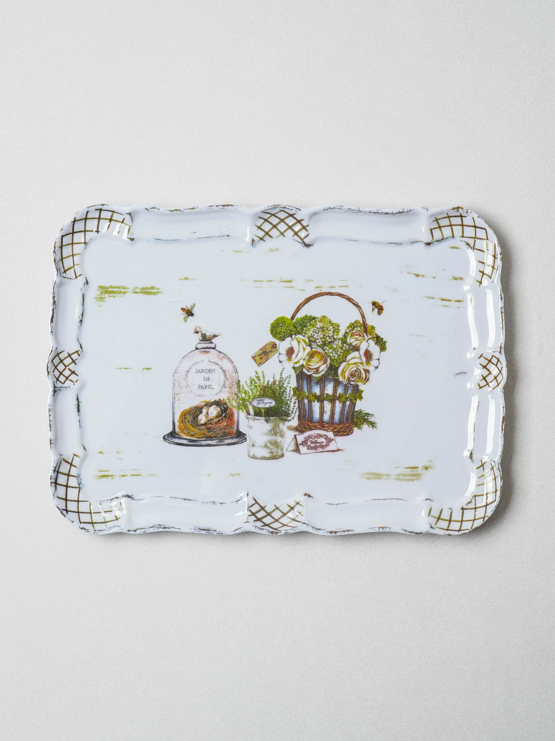플라워 가든 앤틱 엣지 쟁반 43 X 31 cm