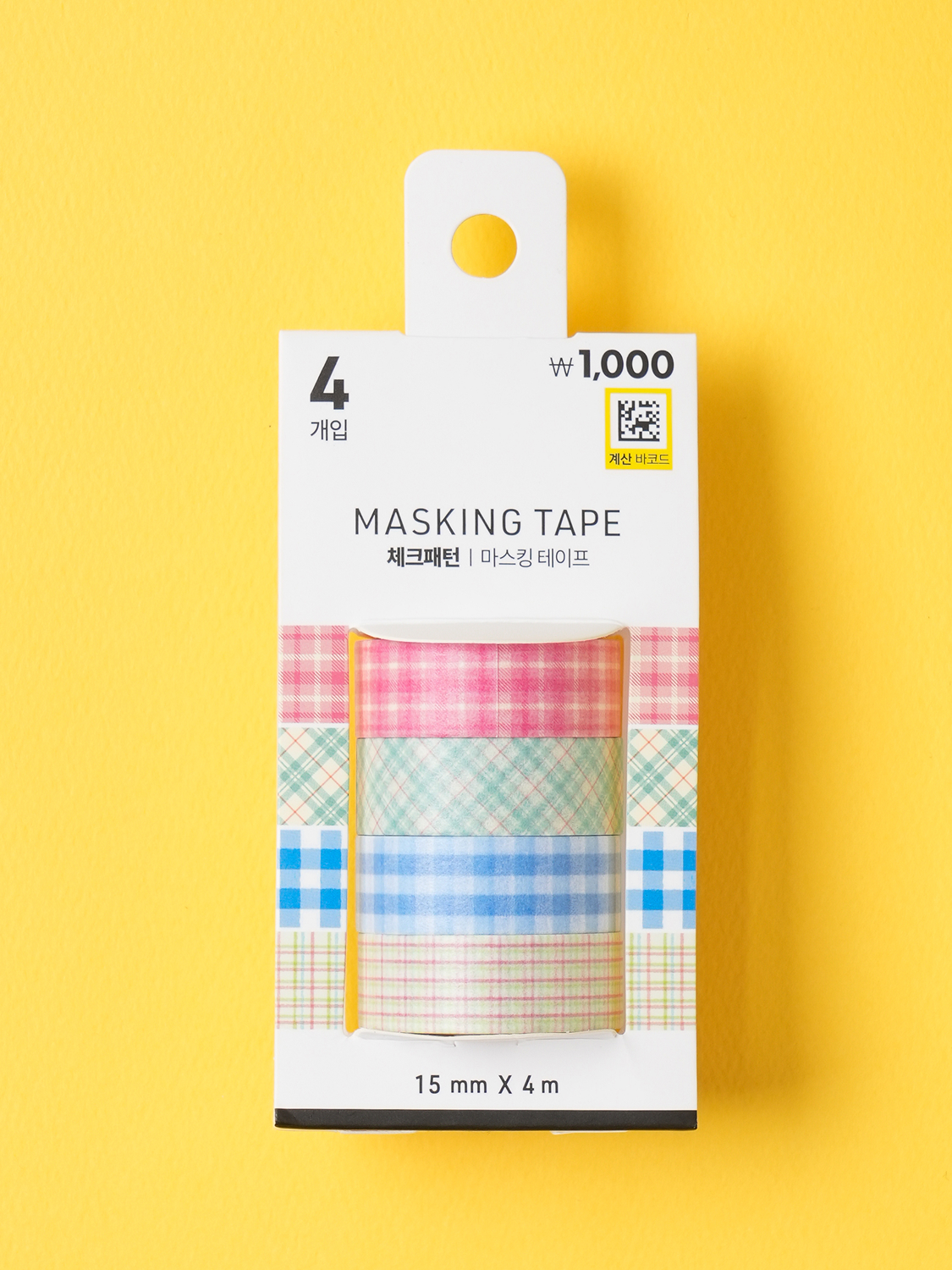 마스킹 테이프 15 mm X 4 m 4개입 체크