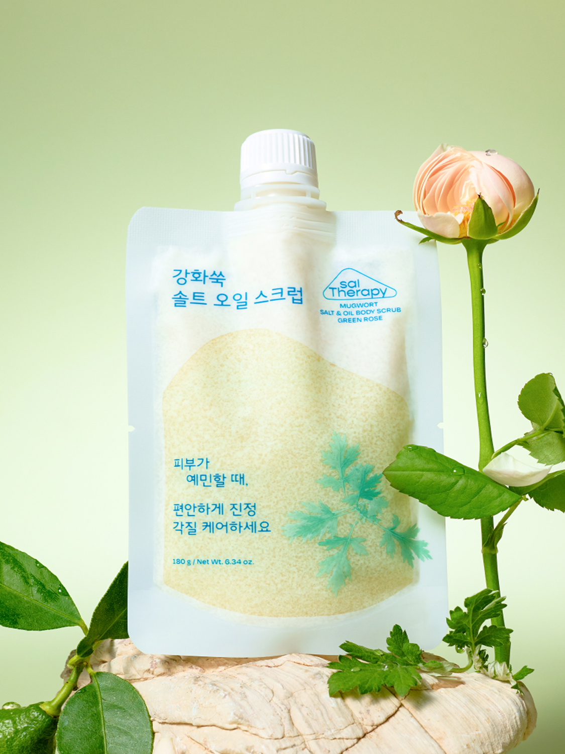 솔테라피 강화쑥 솔트앤오일 바디스크럽 그린로즈 180 g