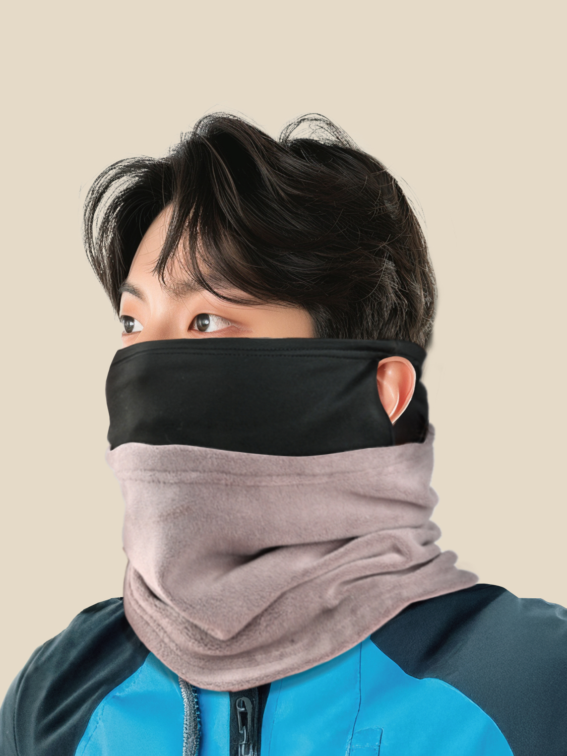 슬림 귀 달린 방한대 그레이