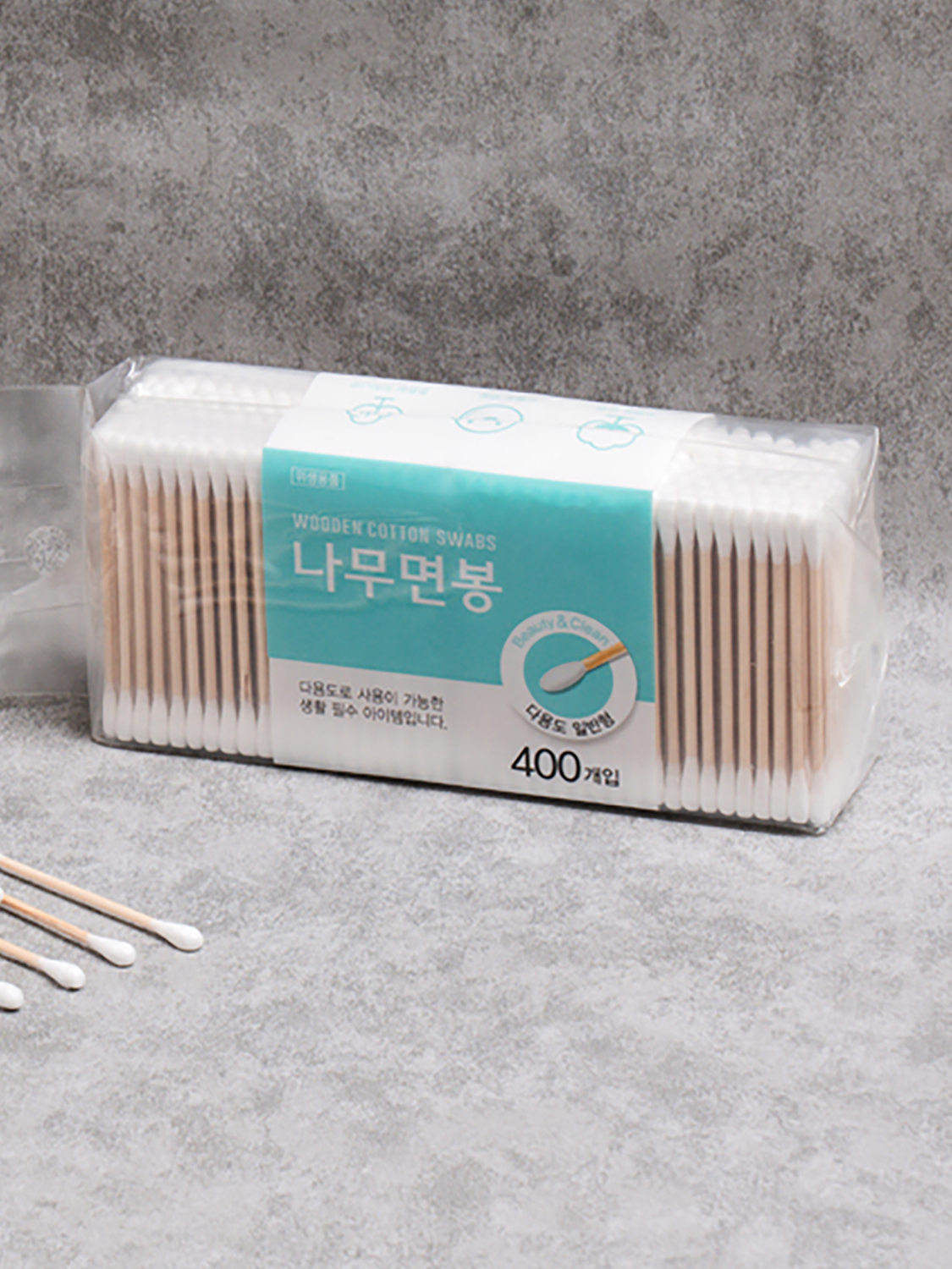 나무 스틱 둥근 면봉 400개입