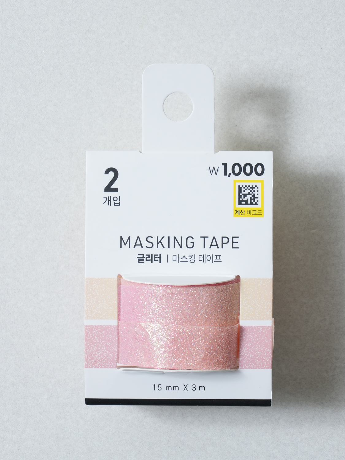 글리터 마스킹 테이프 15 mm X 3 m 2개입 핑크