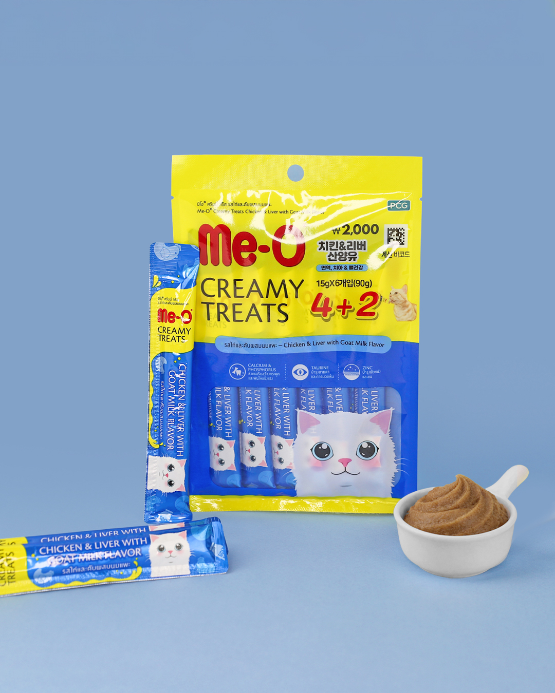[Питомец] Лакомство Meow Creamy курица и печень 6 шт 90 г