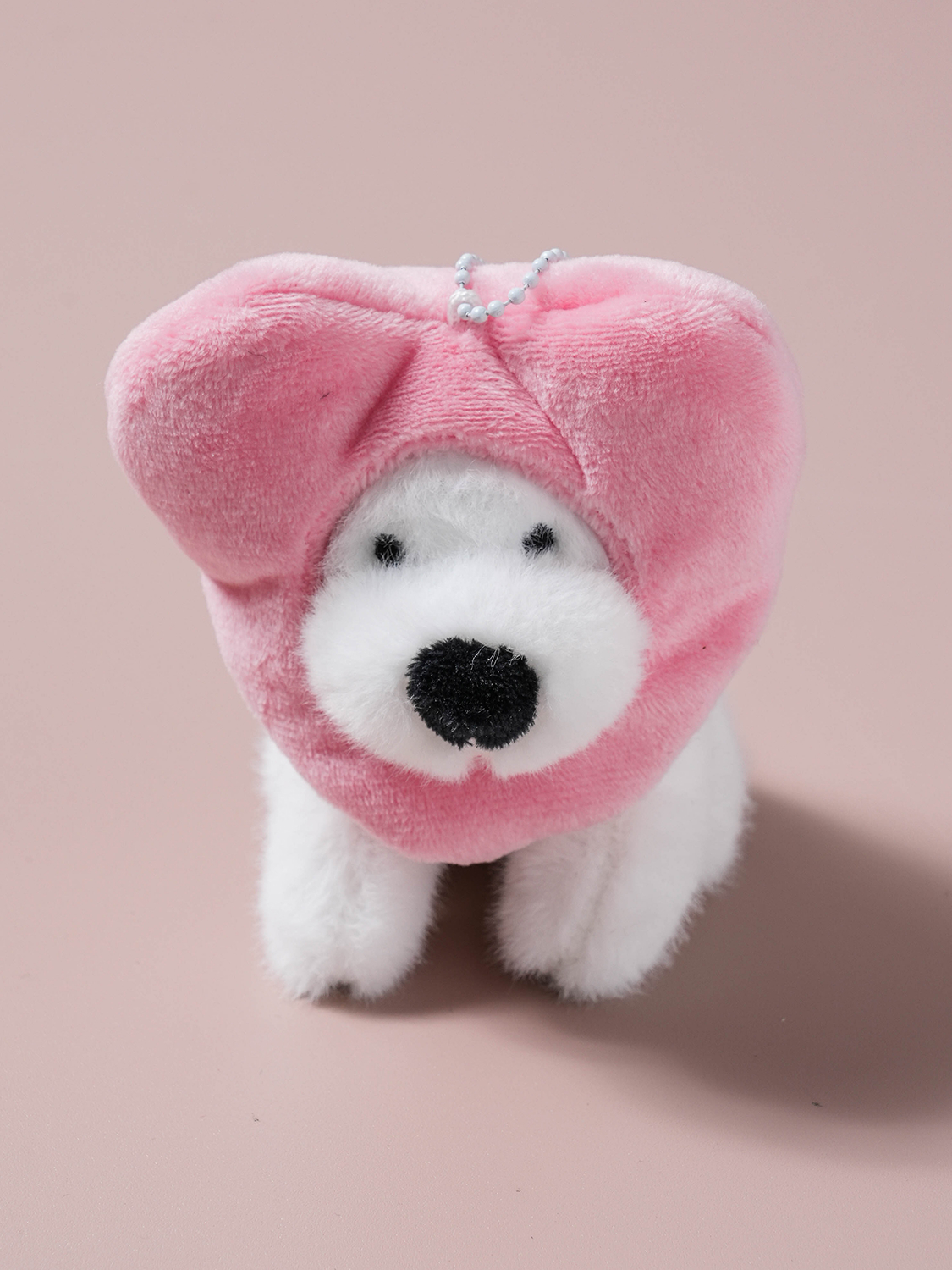 하트 탈 강아지 걸이인형 핑크