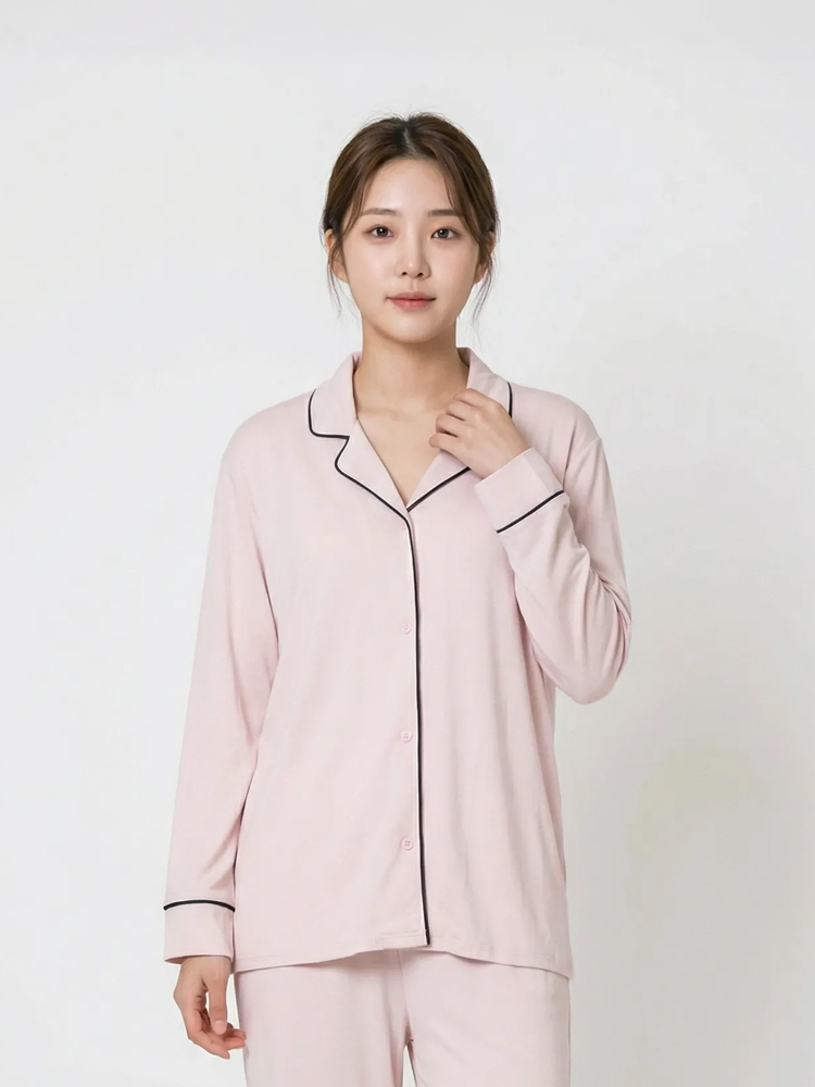 피치 기모 파자마 상의 M 핑크