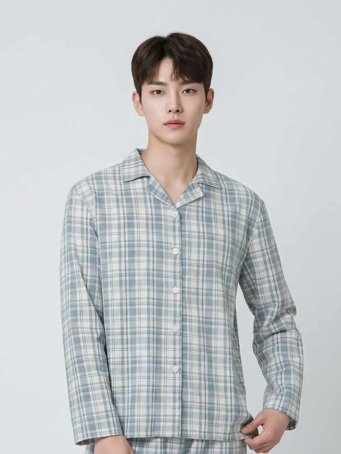 [공용] 면 혼방 파자마 상의 L 그린