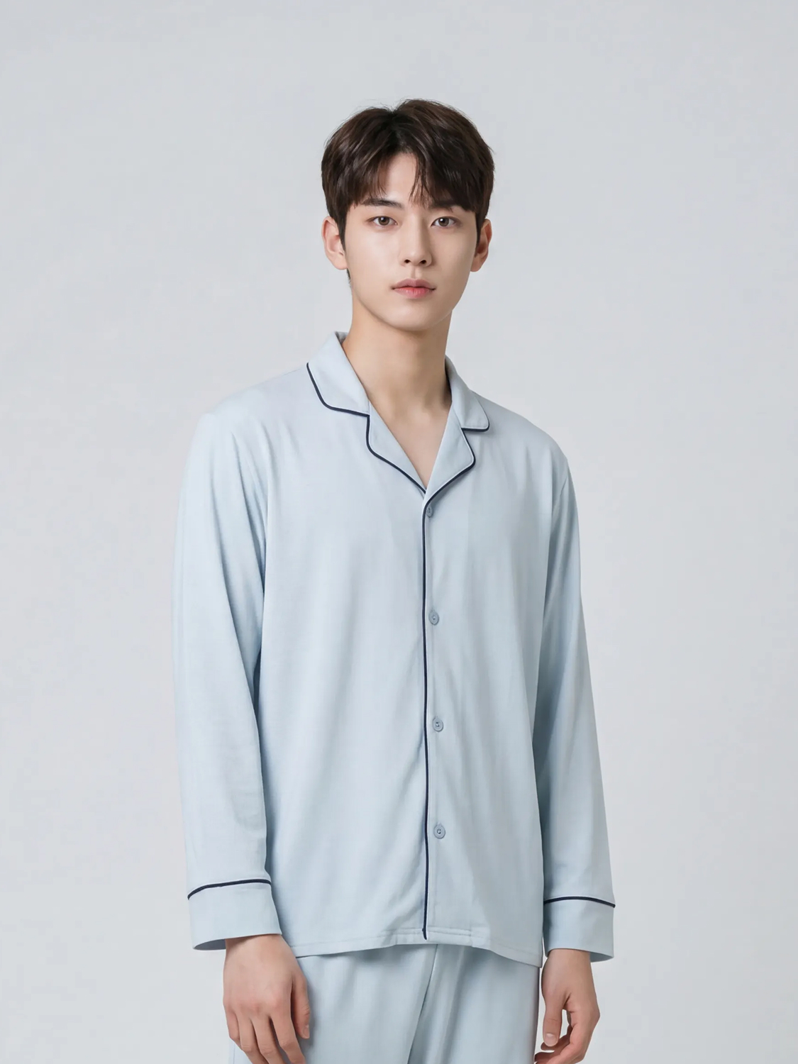 [공용] 피치 기모 파자마 상의 L 블루