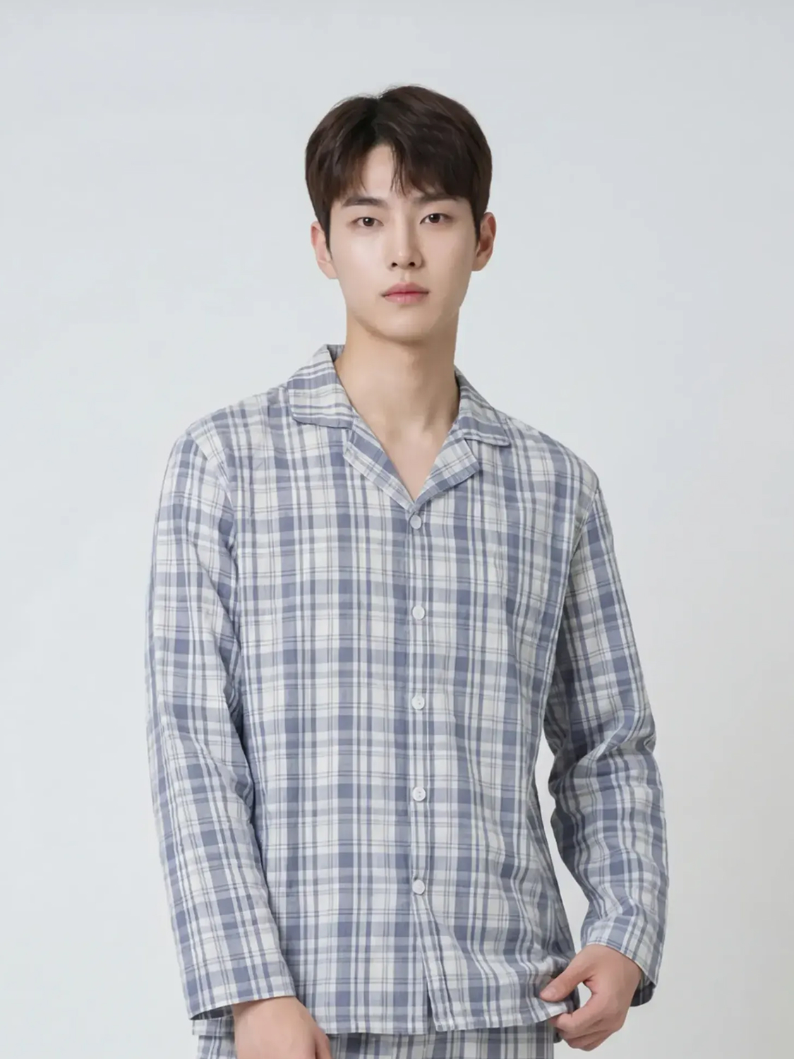 [공용] 면 혼방 파자마 상의 XL 블루